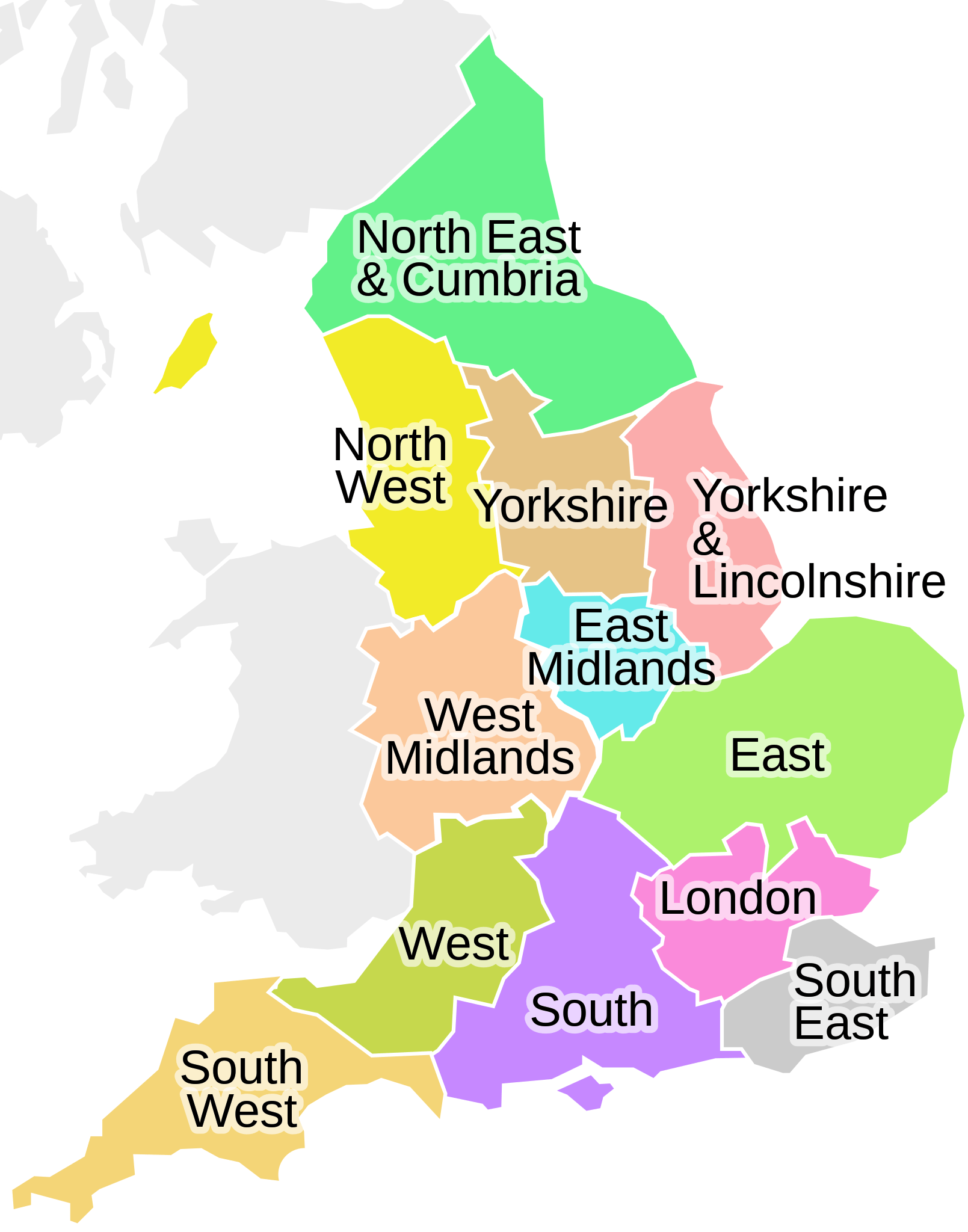 Map of the BBC English regions. By Dr Greg (2022) r/MapPorn