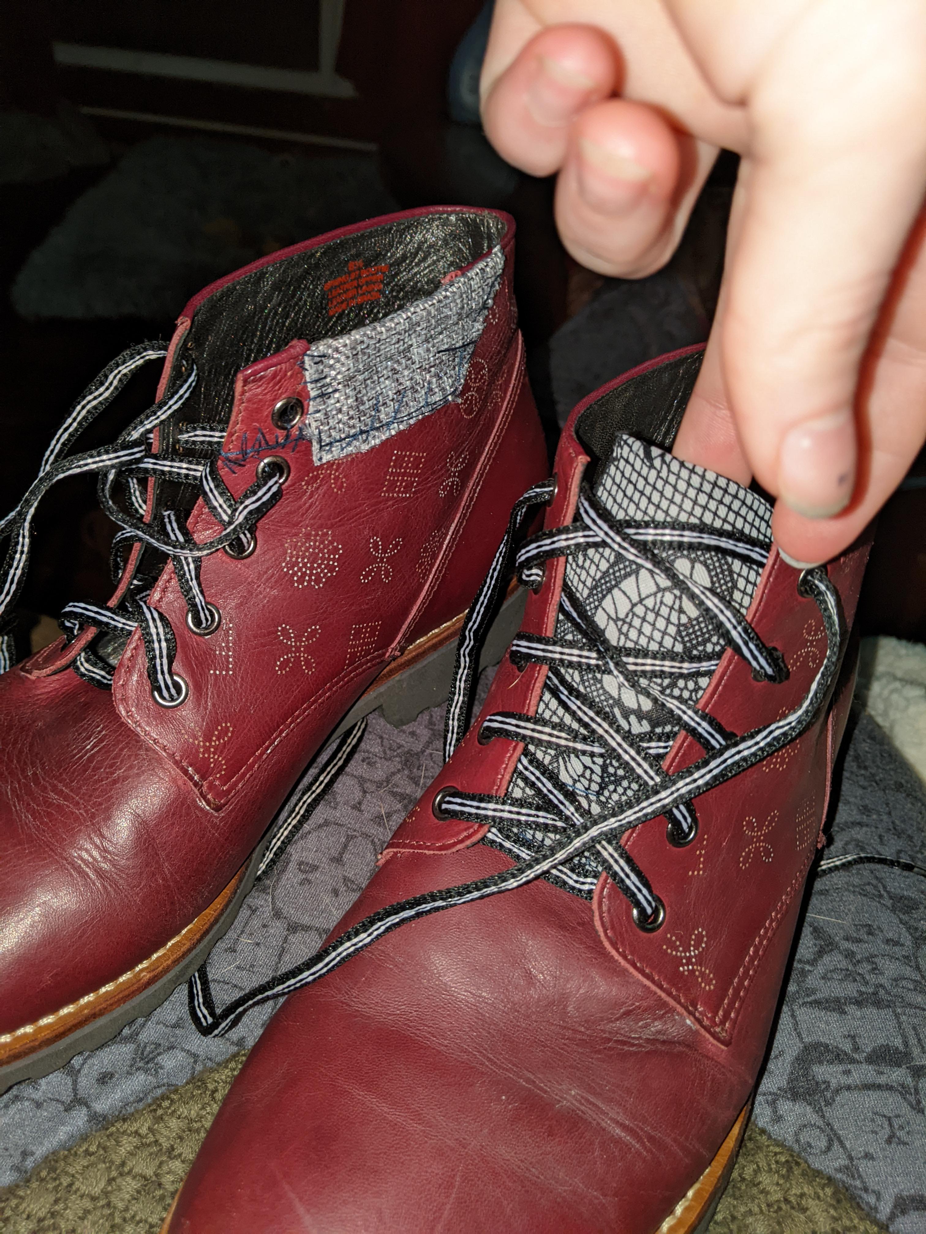 Fixed a pair of boots my dog chewed up. New tongue, laces l, and a