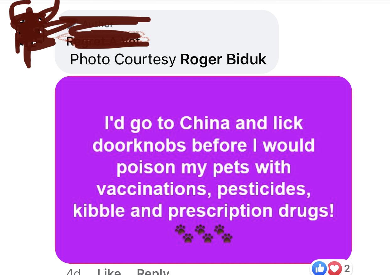 Convinced the majority of vets are a part of “BigPharmafia