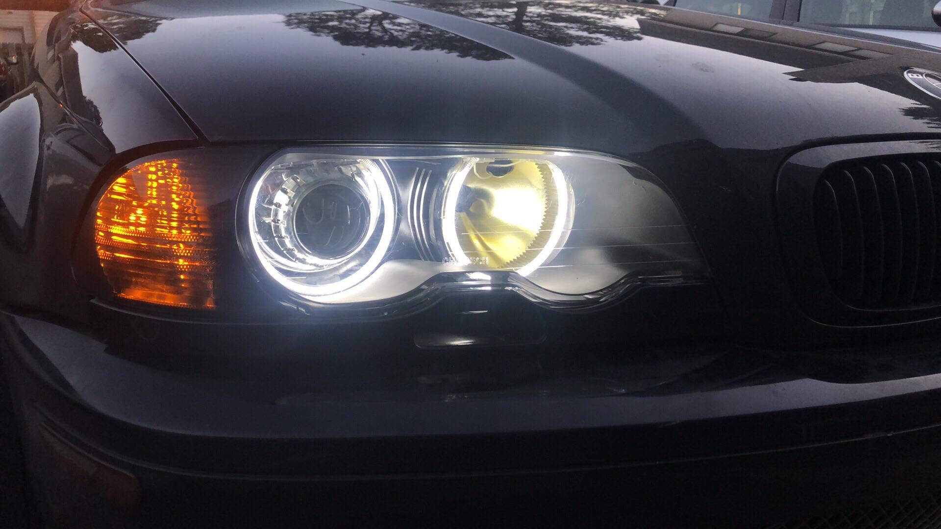 New Headlight Lens and Angel Eyes...Perfect r/e46