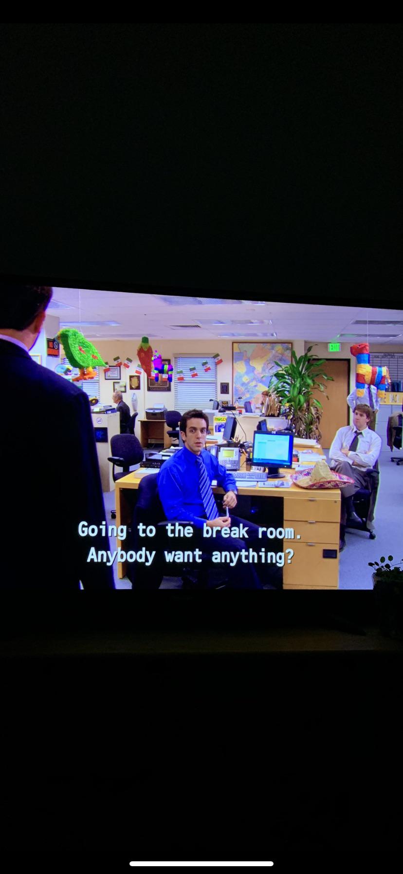 A smaller Creed moment I found. After Andy punches the hole in the wall