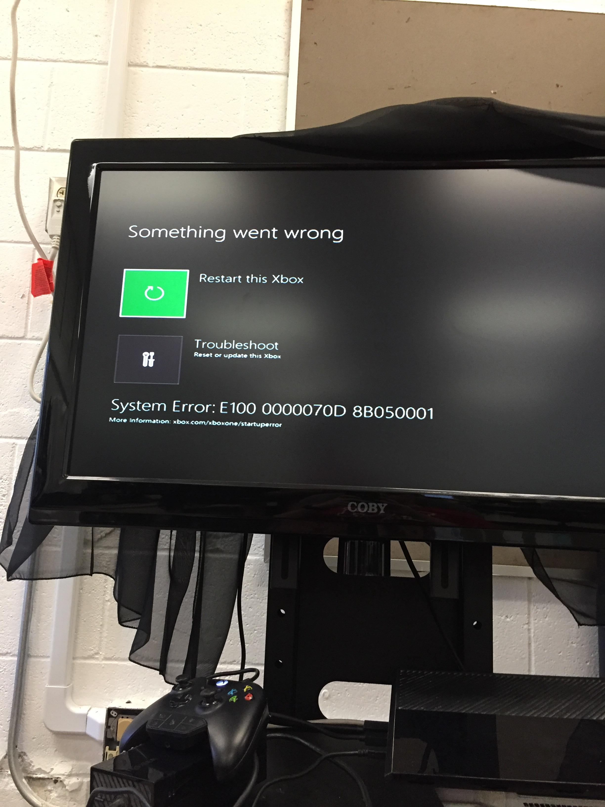 Thanks xbox, now if only i knew what went wrong. Also a error code that