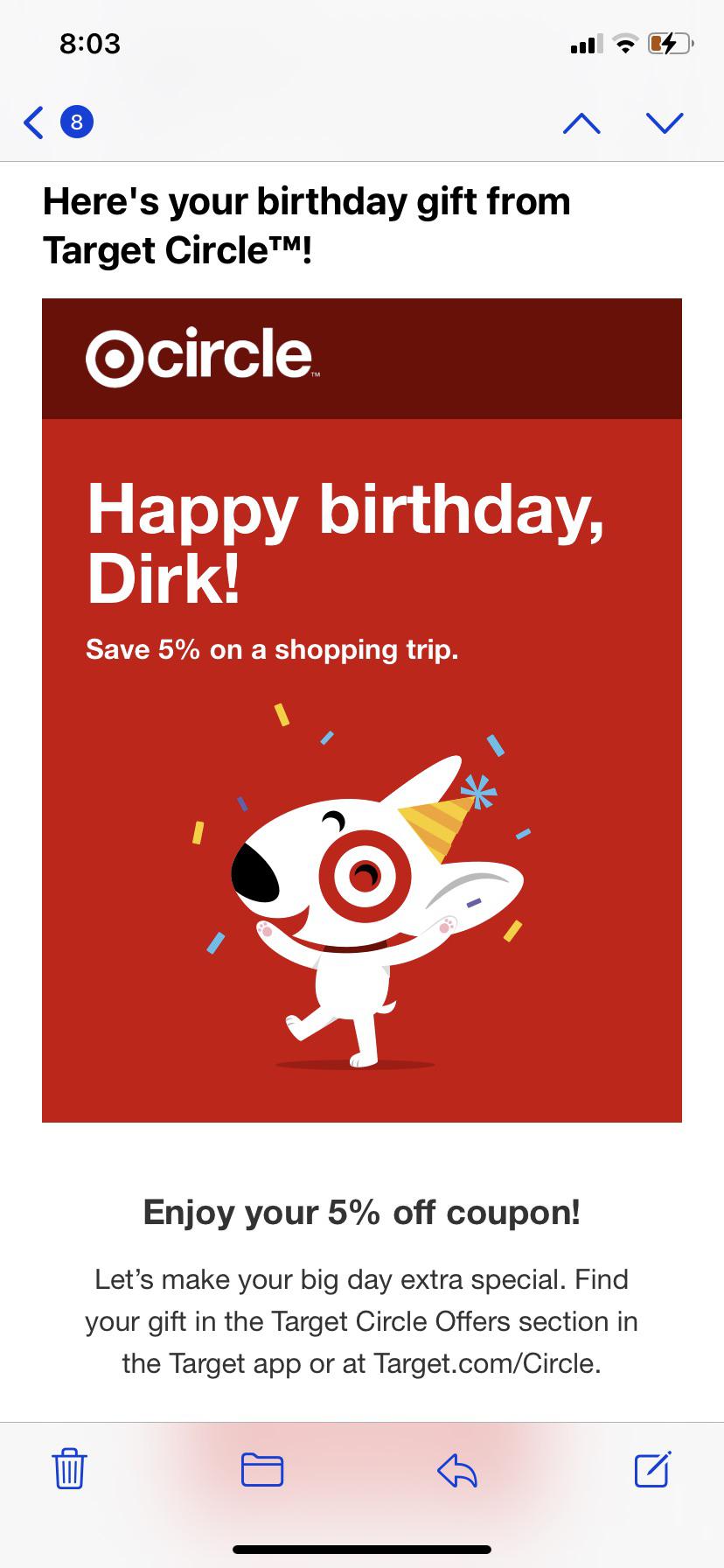 The ohsogenerous birthday coupon I received from Target today r