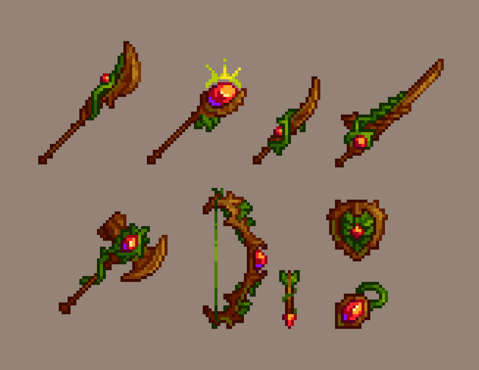 I made some junglethemed weapons! r/Terraria