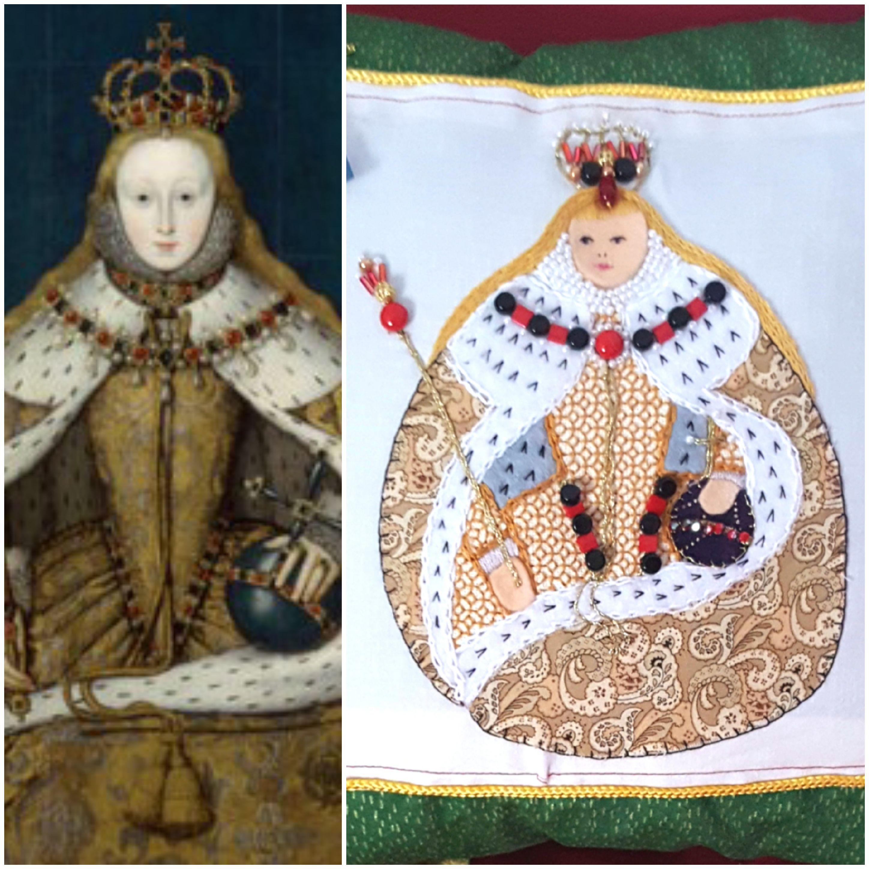 Queen Elizabeth embroidery I did in 2017 r/Embroidery