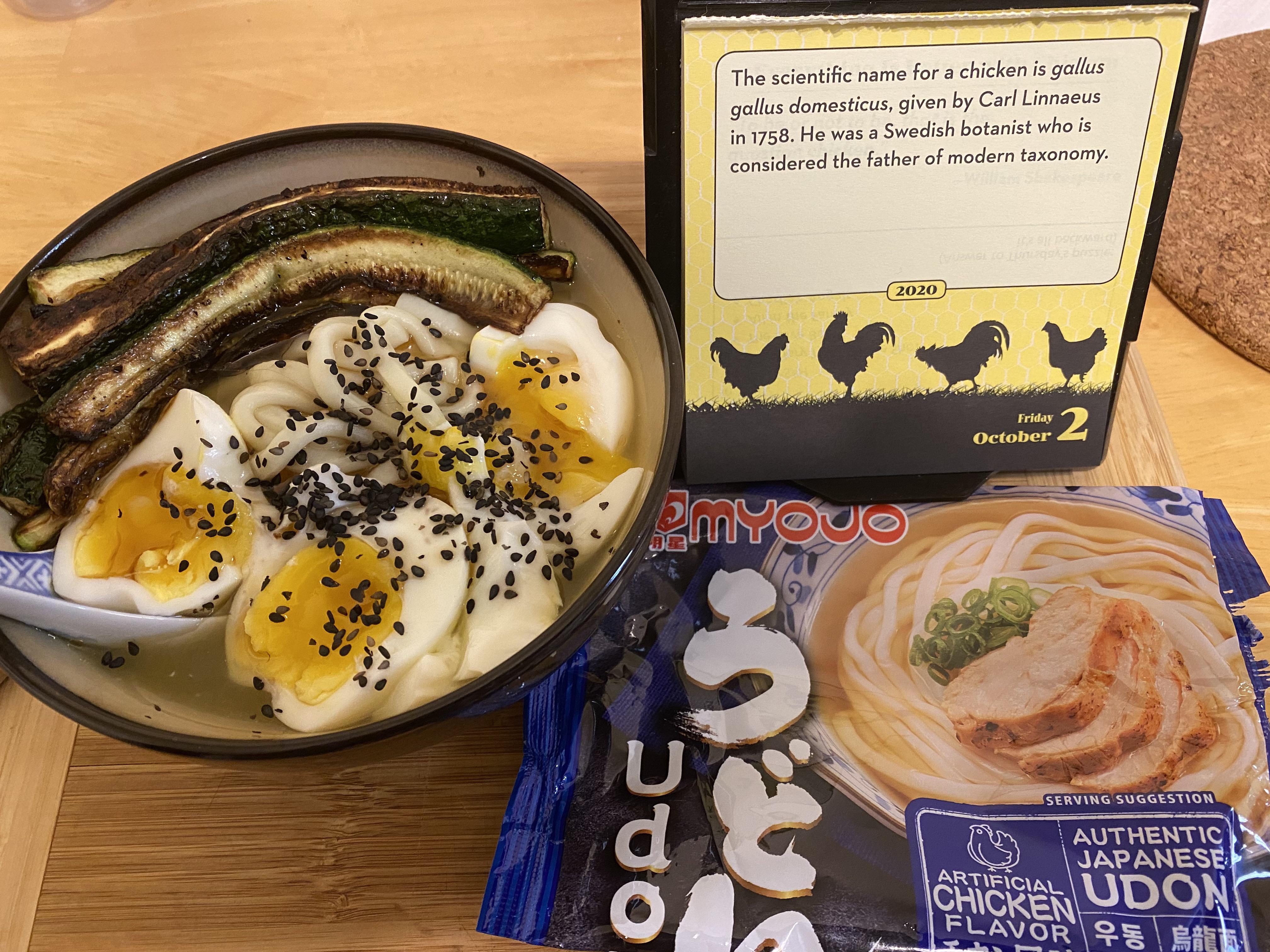 “Authentic” Japanese udon with artificial chicken flavoring, a semi