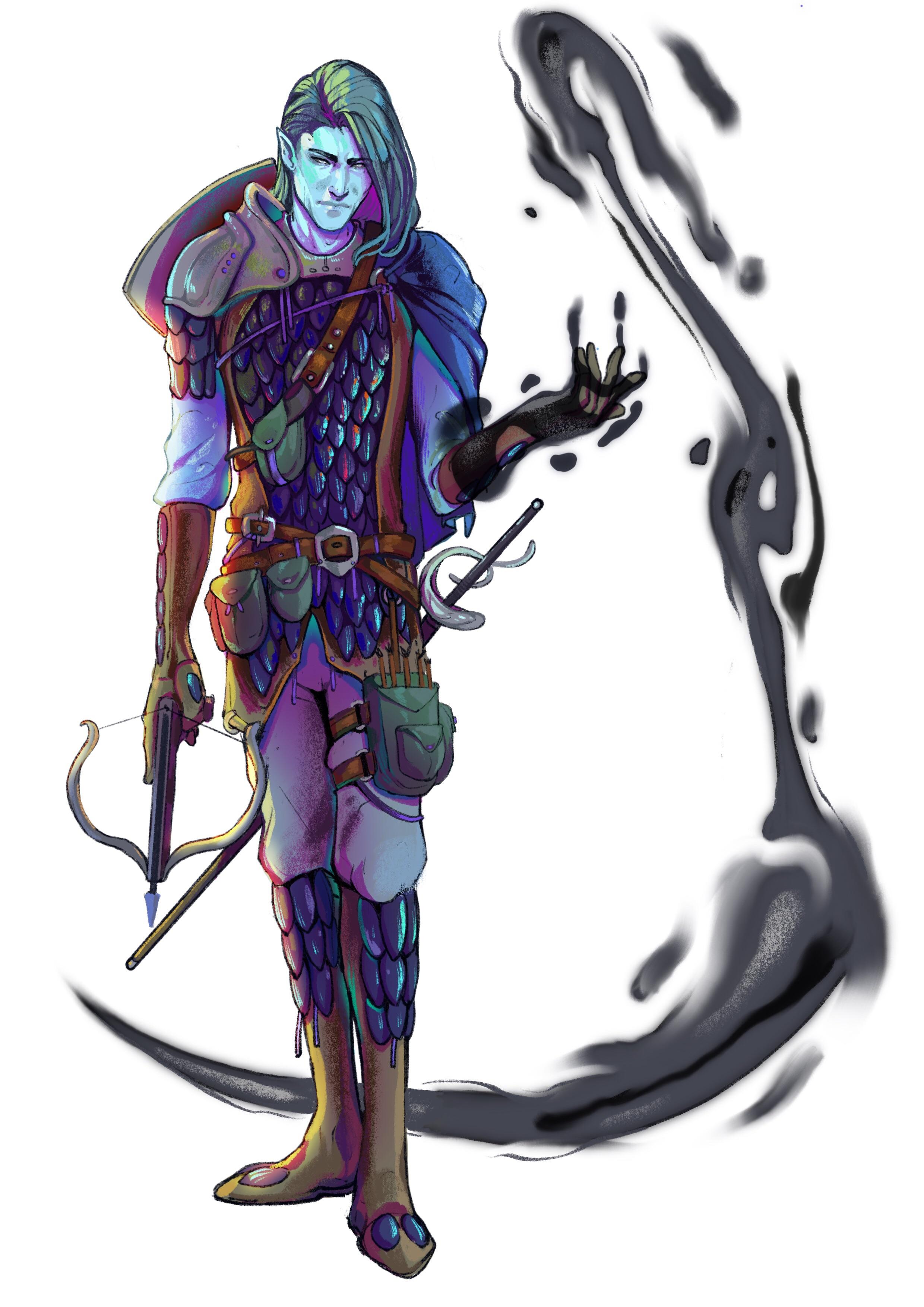 Water Genasi Death Cleric characterdrawing