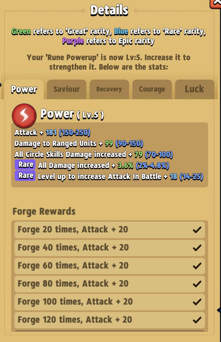 Runes? How do I know if I’m getting the great or rare level benefit