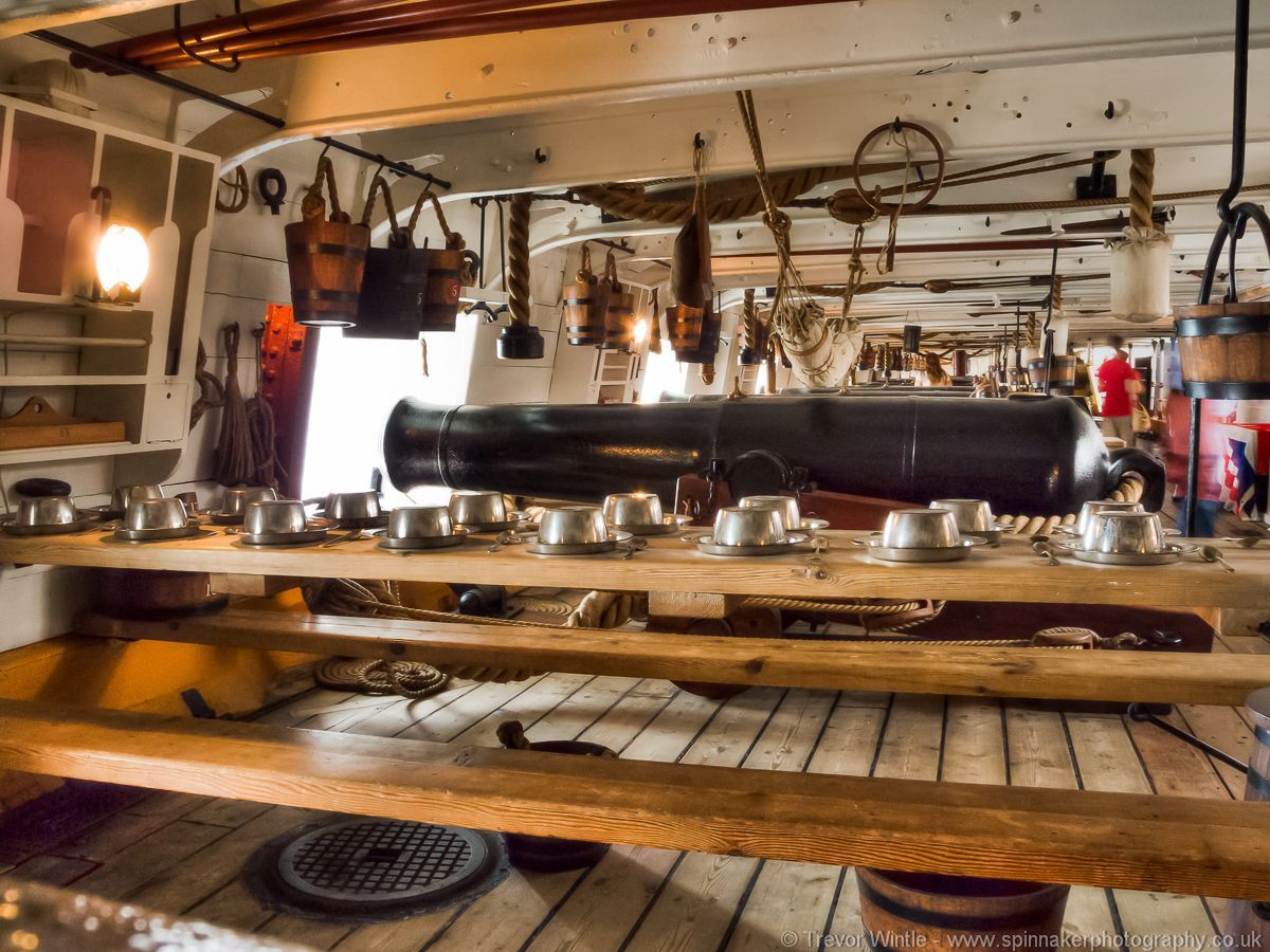 The gun deck of HMS Warrior with periodcorrect artifacts. She was the
