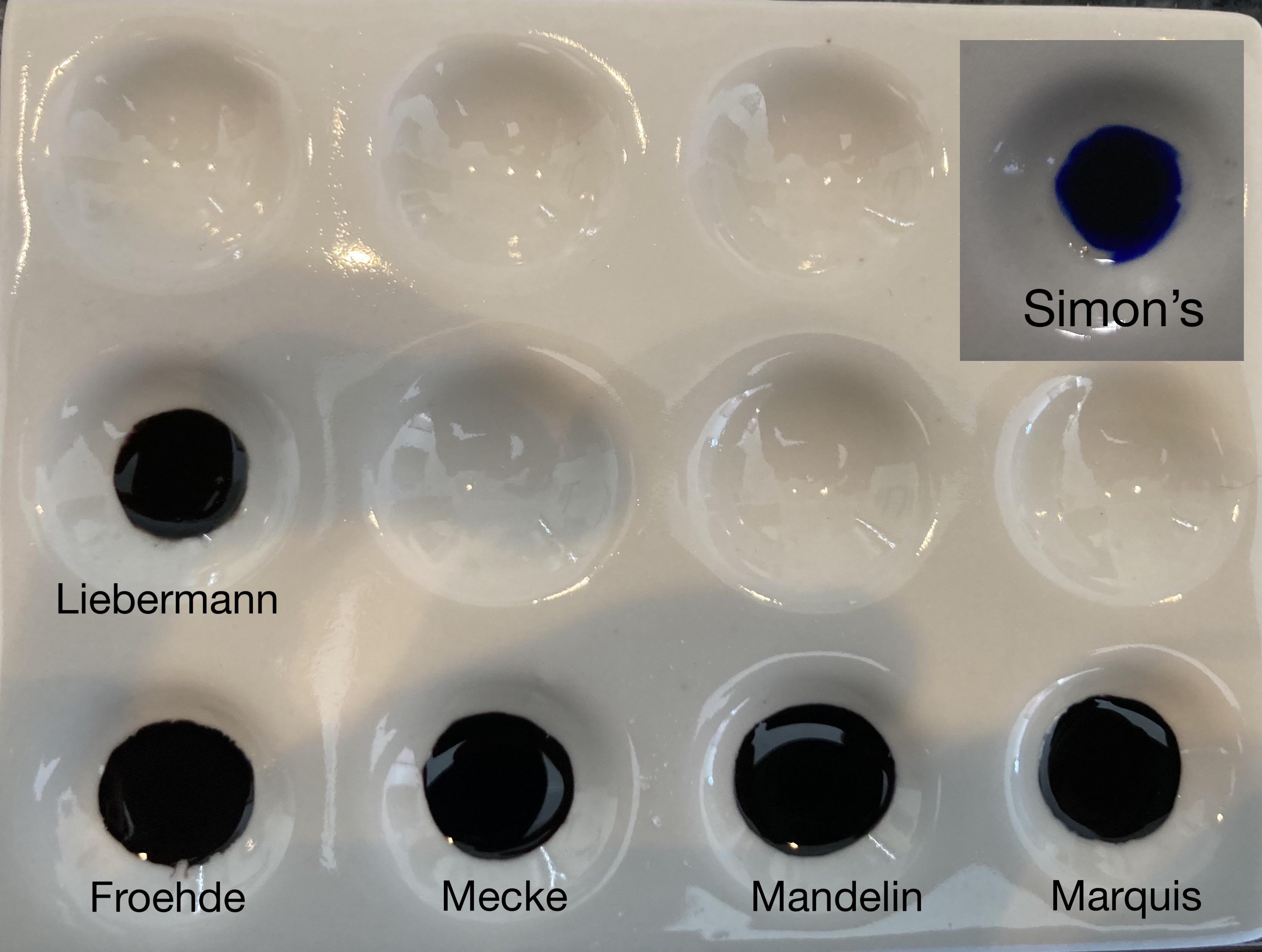 Testing MDMA (6 reagents) colors shifted according each reagent. Good