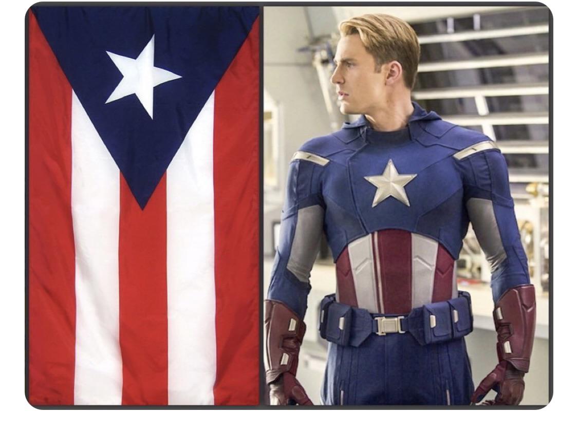 Captain America literally wears the Puerto Rican flag 🇵🇷 vexillology
