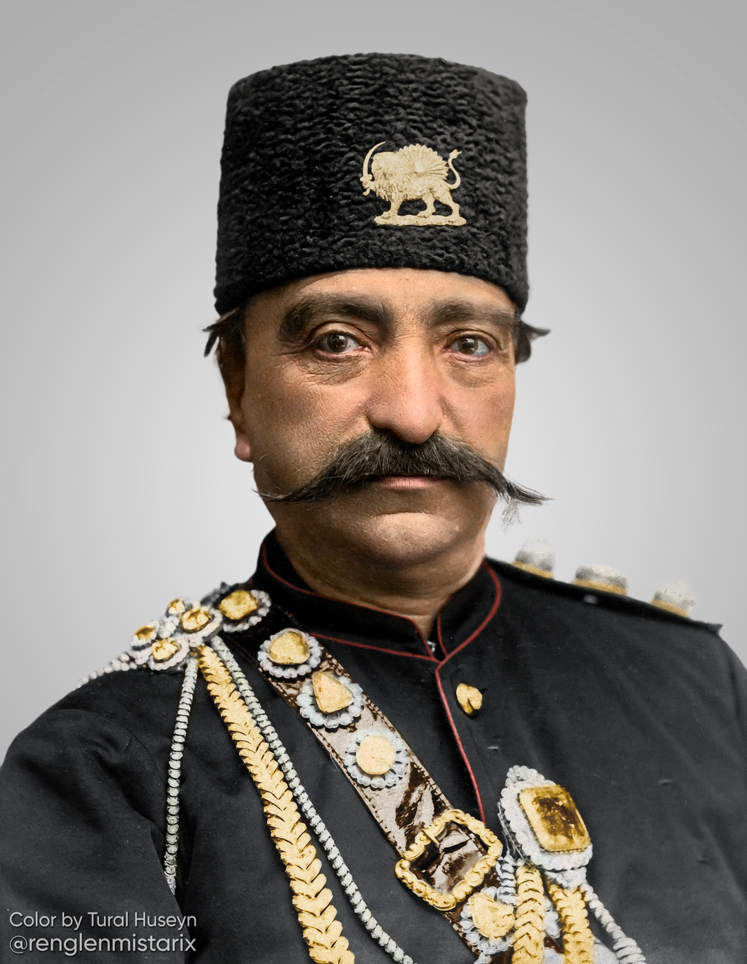 Nasser alDin Shah Qajar, king of Persia, Paris, 1898. [Colorized by me