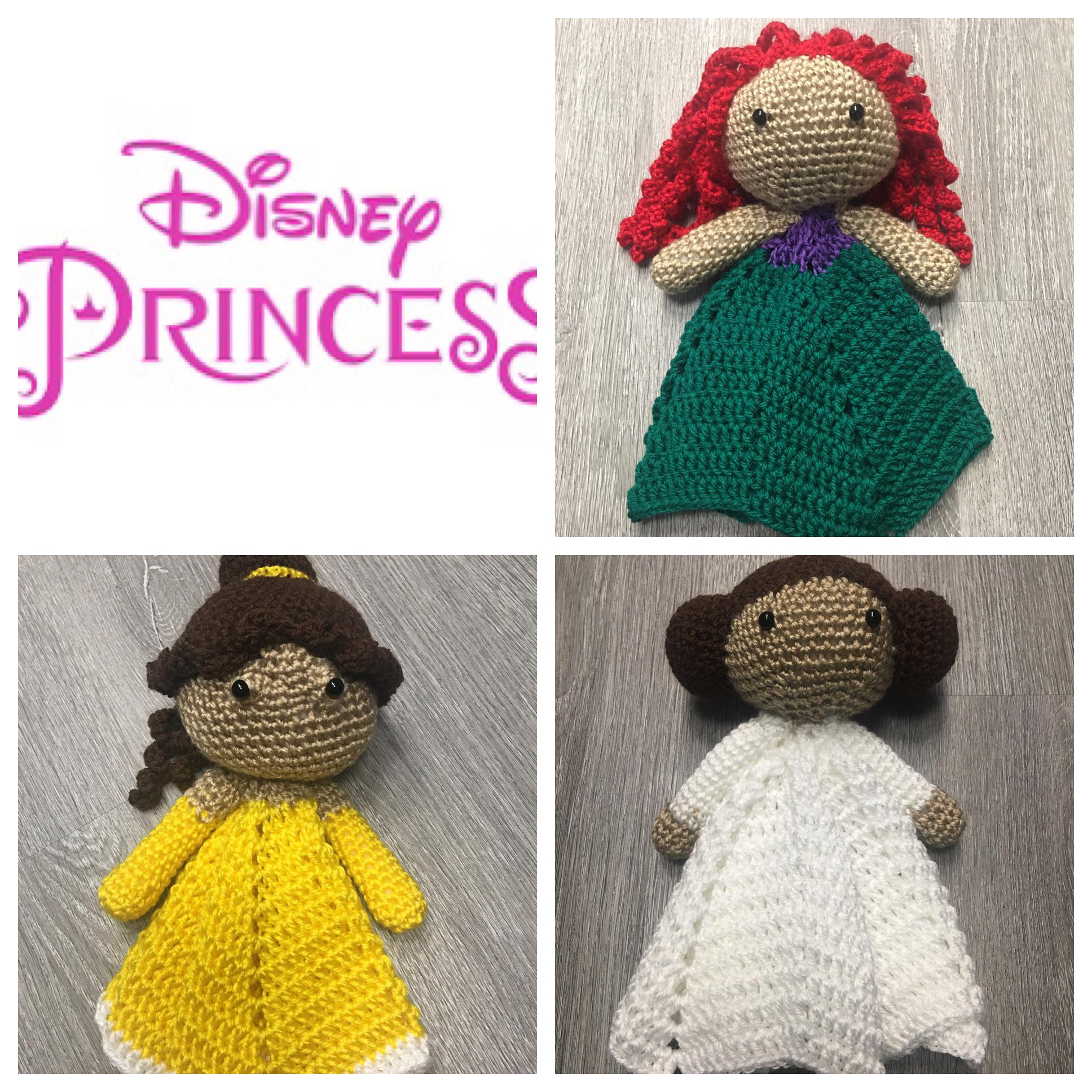 I crocheted some Disney princess baby security blankets. Ariel was