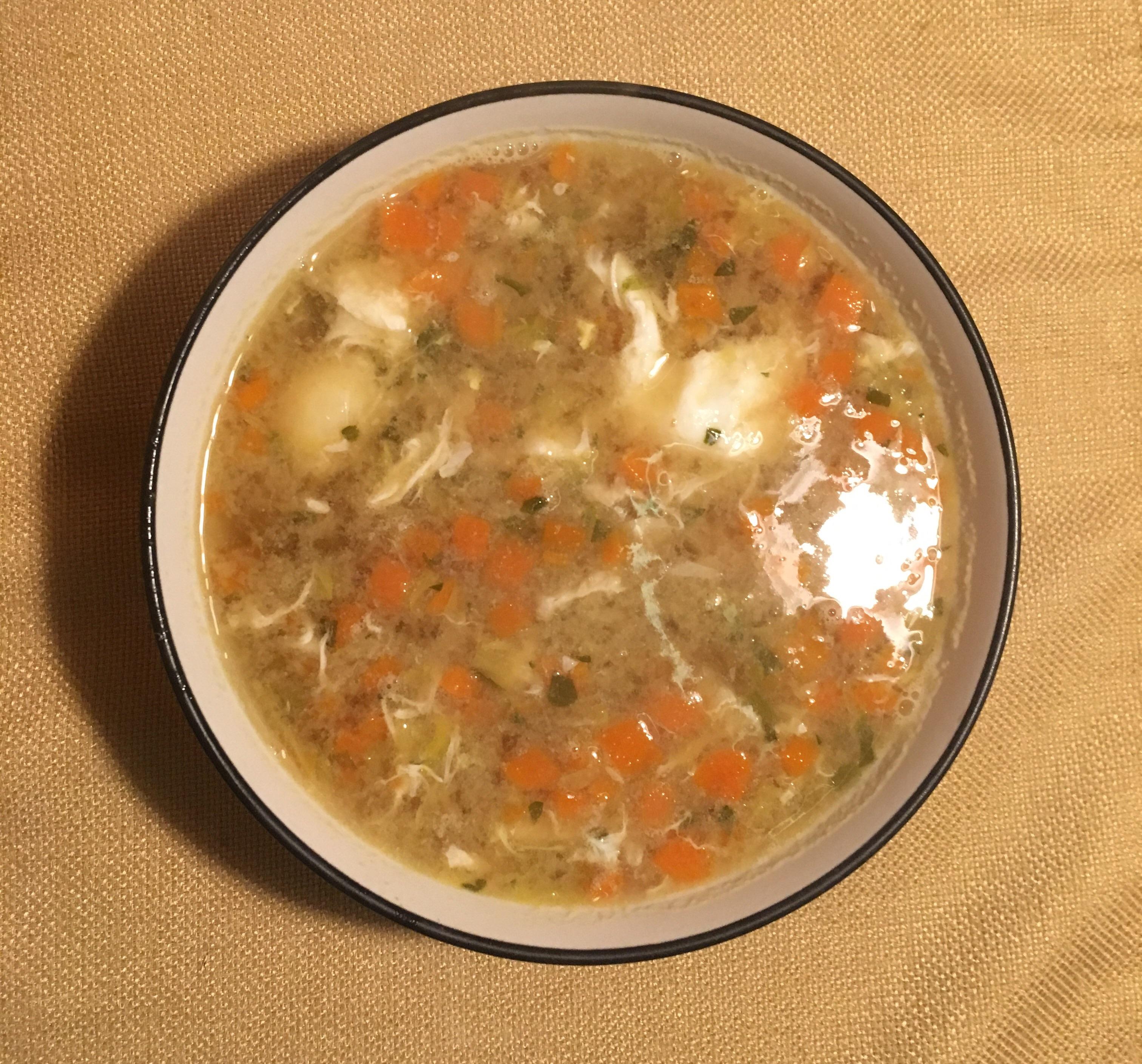 Homemade chicken noodle soup + egg! r/PutAnEggOnIt