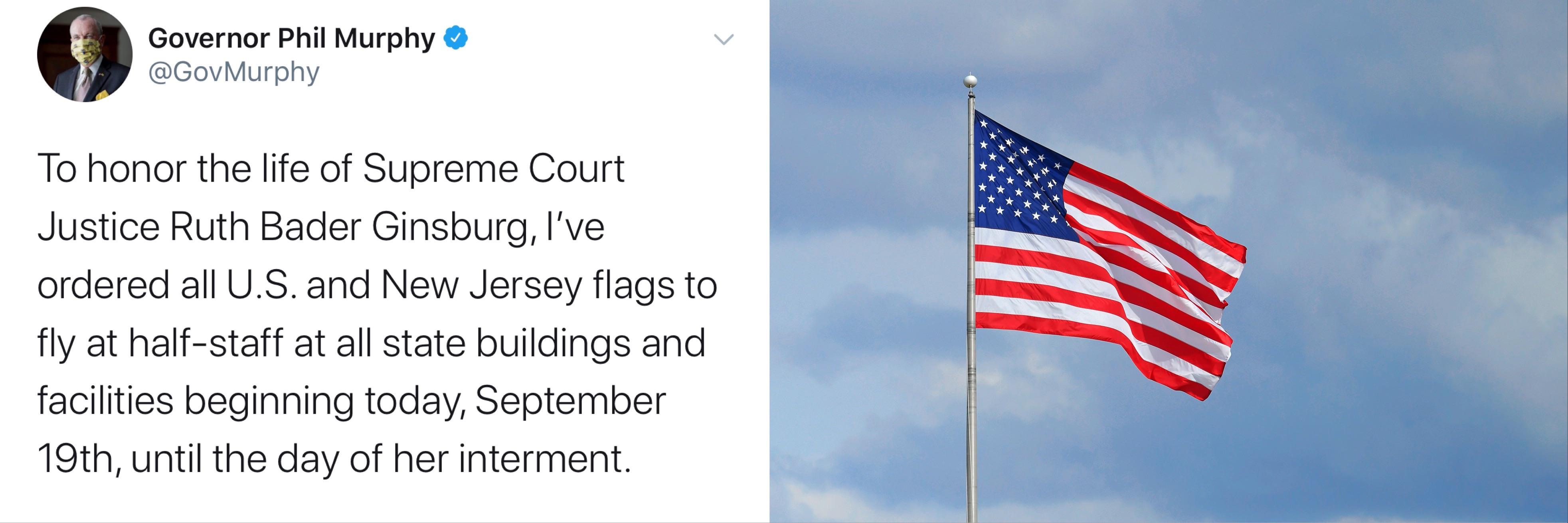 US / NJ Flags will fly at halfstaff from today (9/19/2020) to pay
