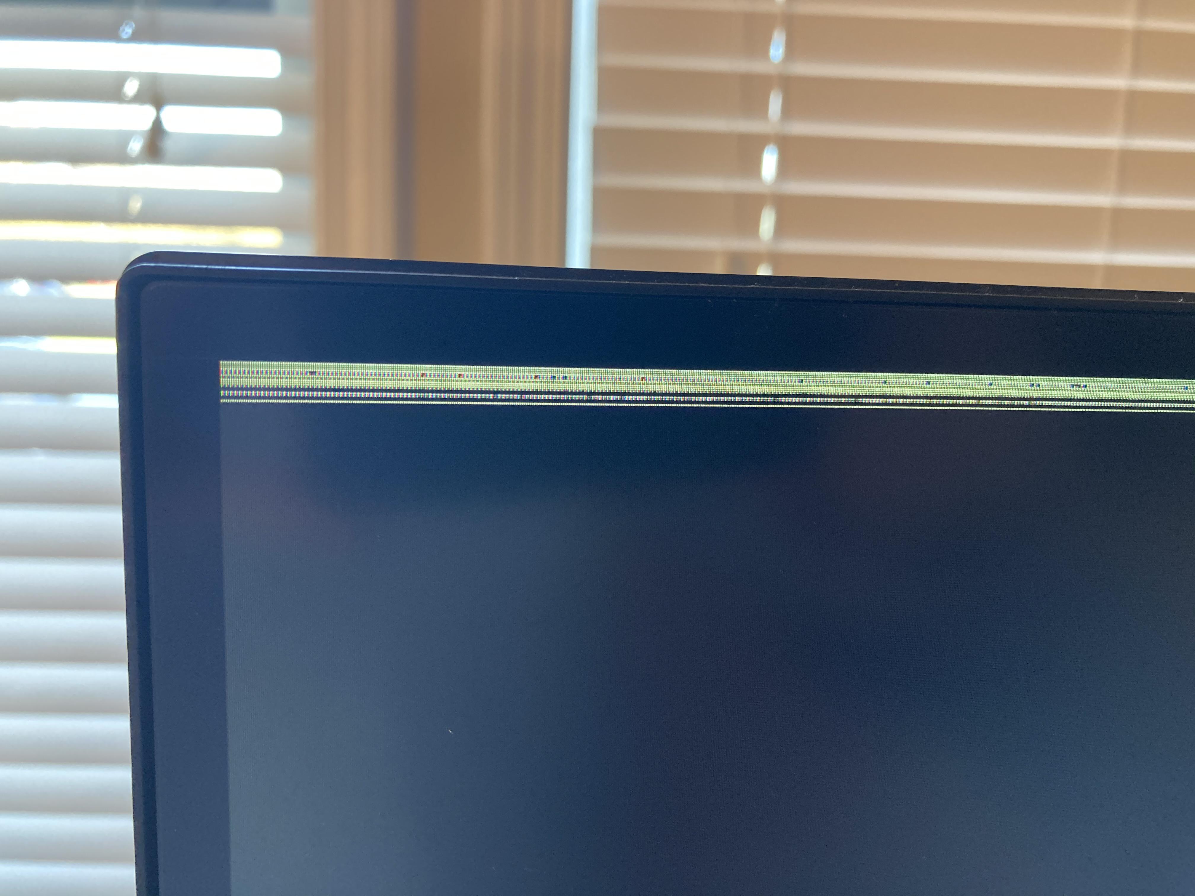 LG 34GK950G screen went scrambled like this. I think liquid got in around the edge of the screen