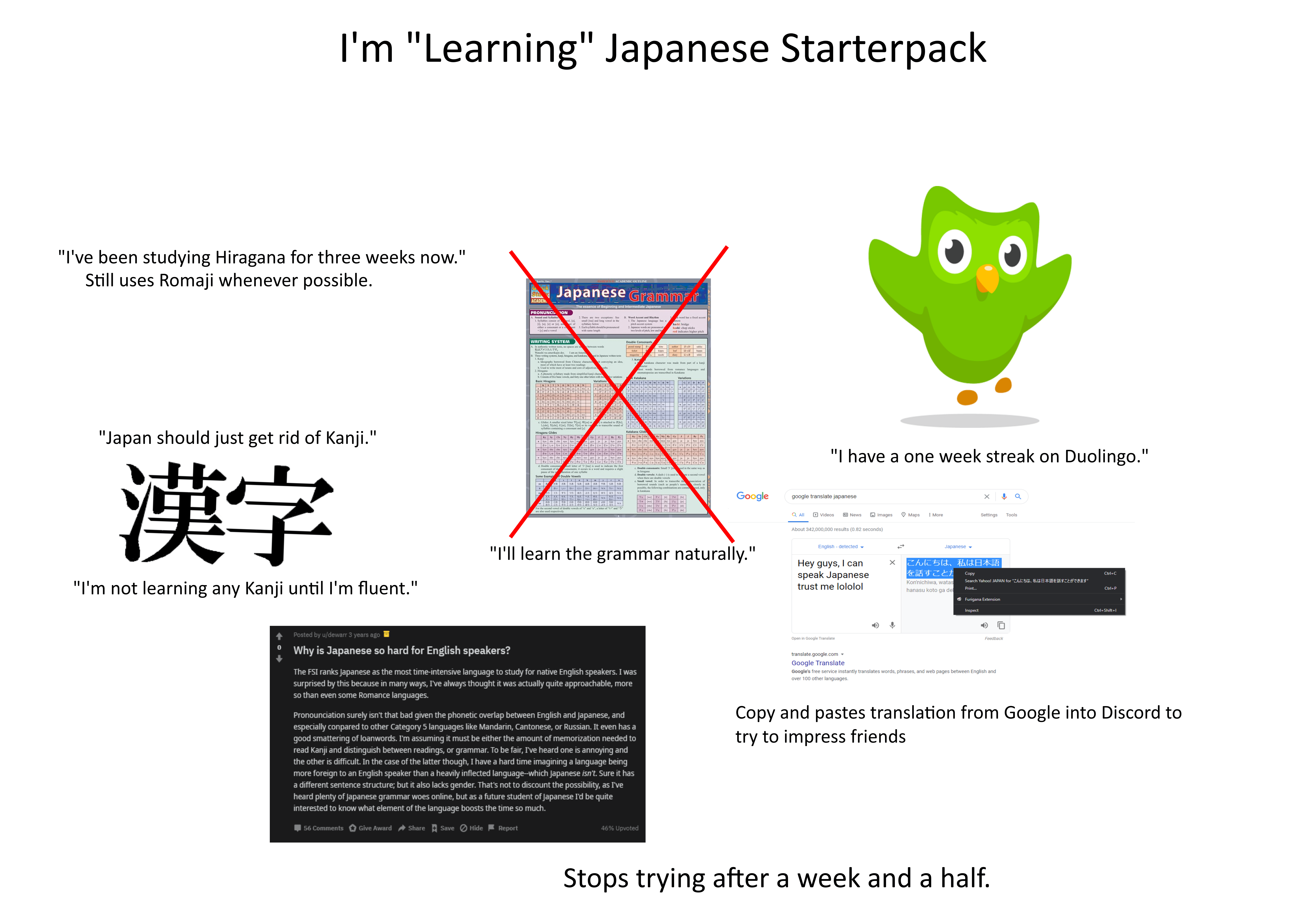 I've Been Learning Japanese with Duolingo r/starterpacks