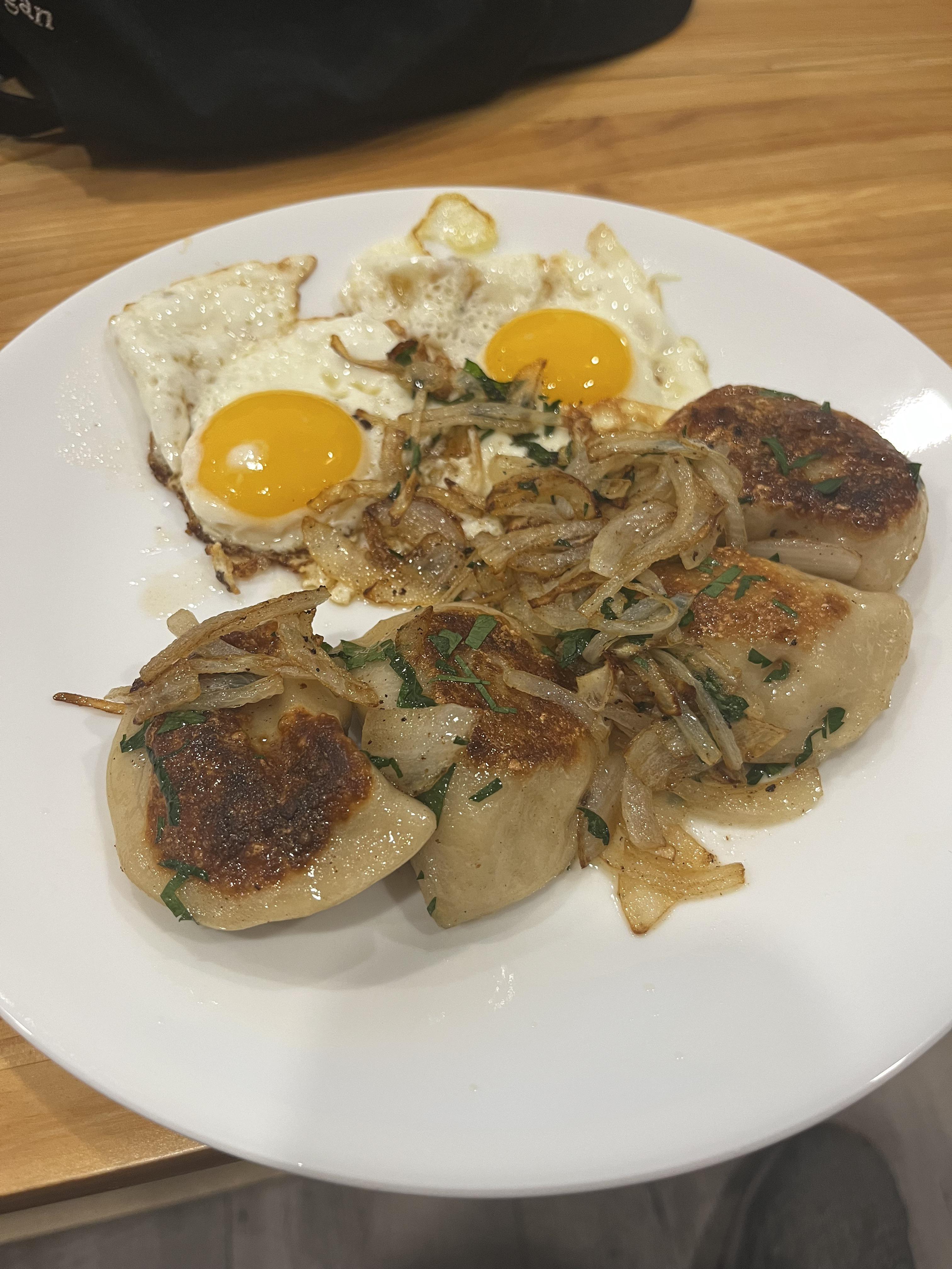 Fresh pierogies from the nearby polish deli fry up quick and easy r