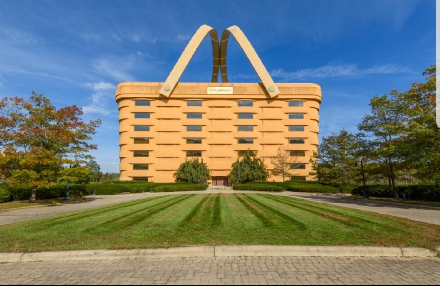 This basket shaped building is Longabergers headquarters. Which is designed after their products