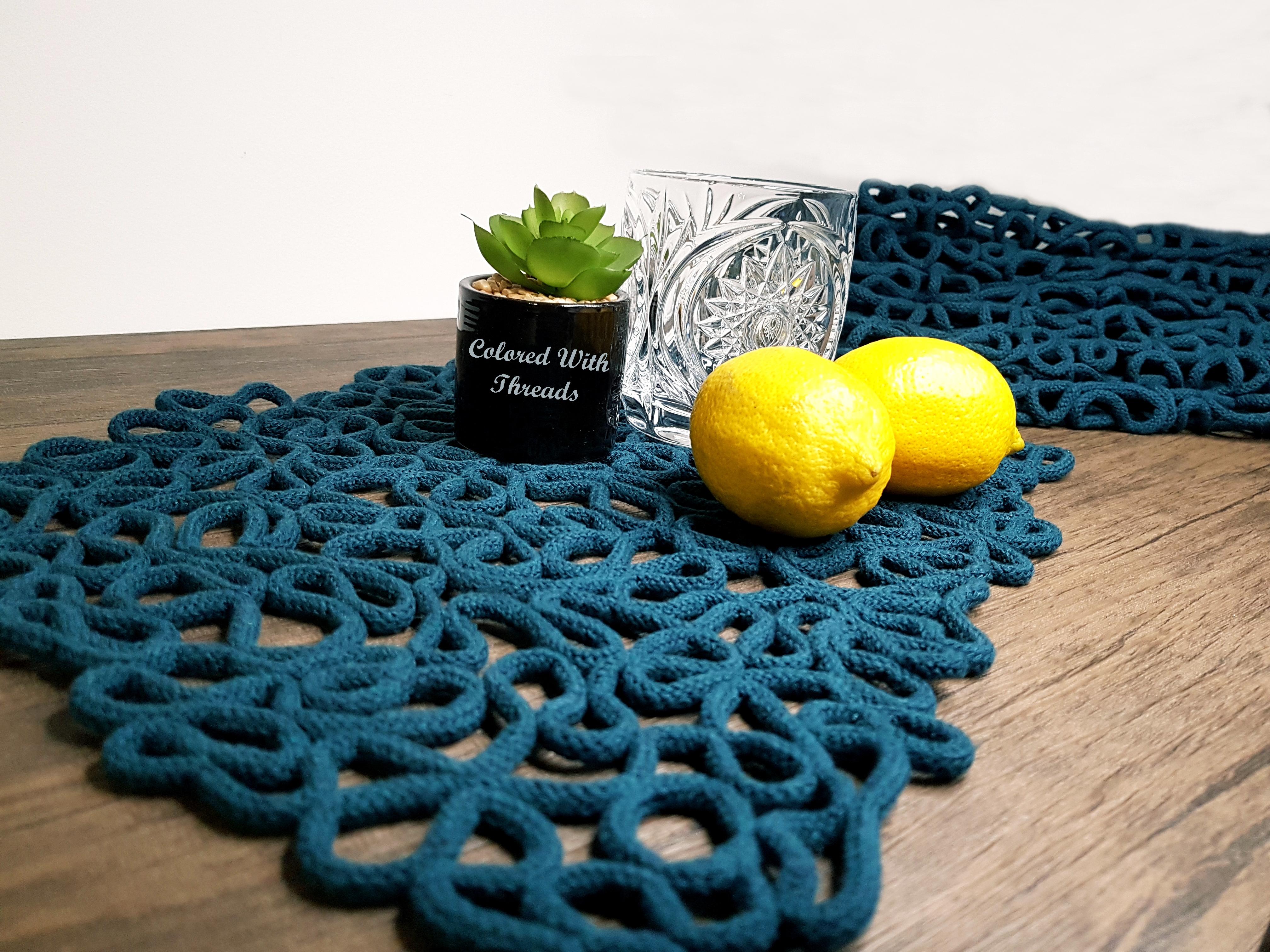 Peacock blue macrame placemats r/ArtisanGifts