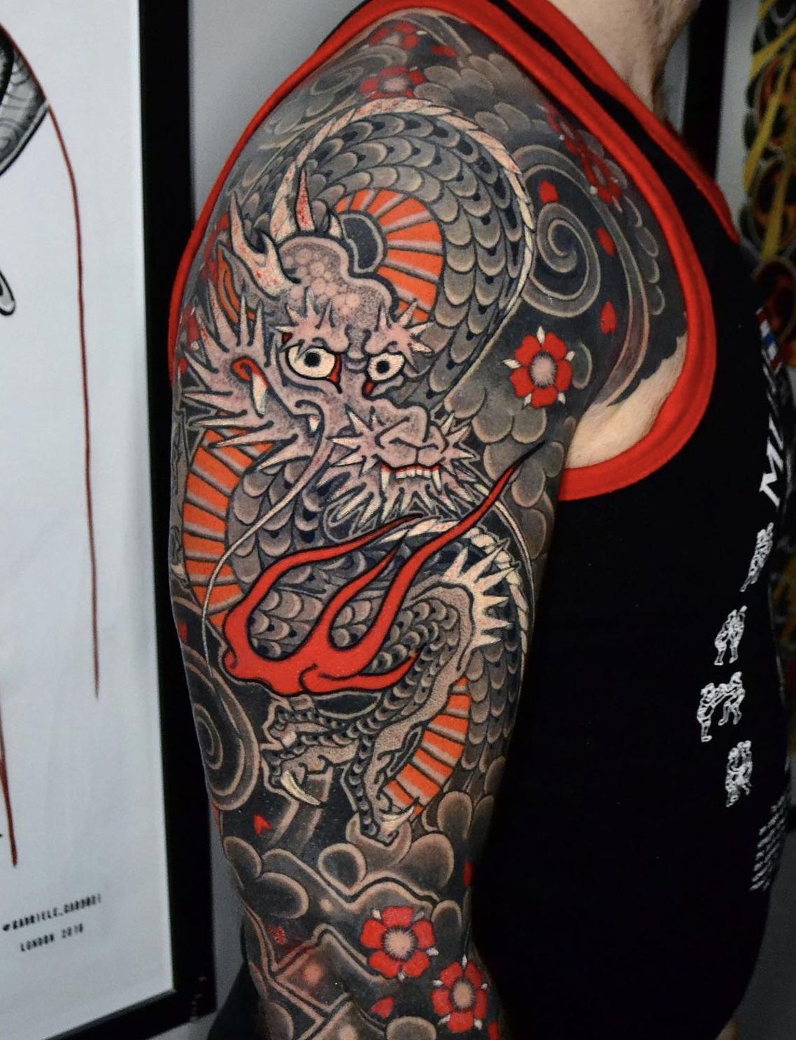 Japanese style dragon sleeve by Gabriele Cardosi at Cloak and dagger
