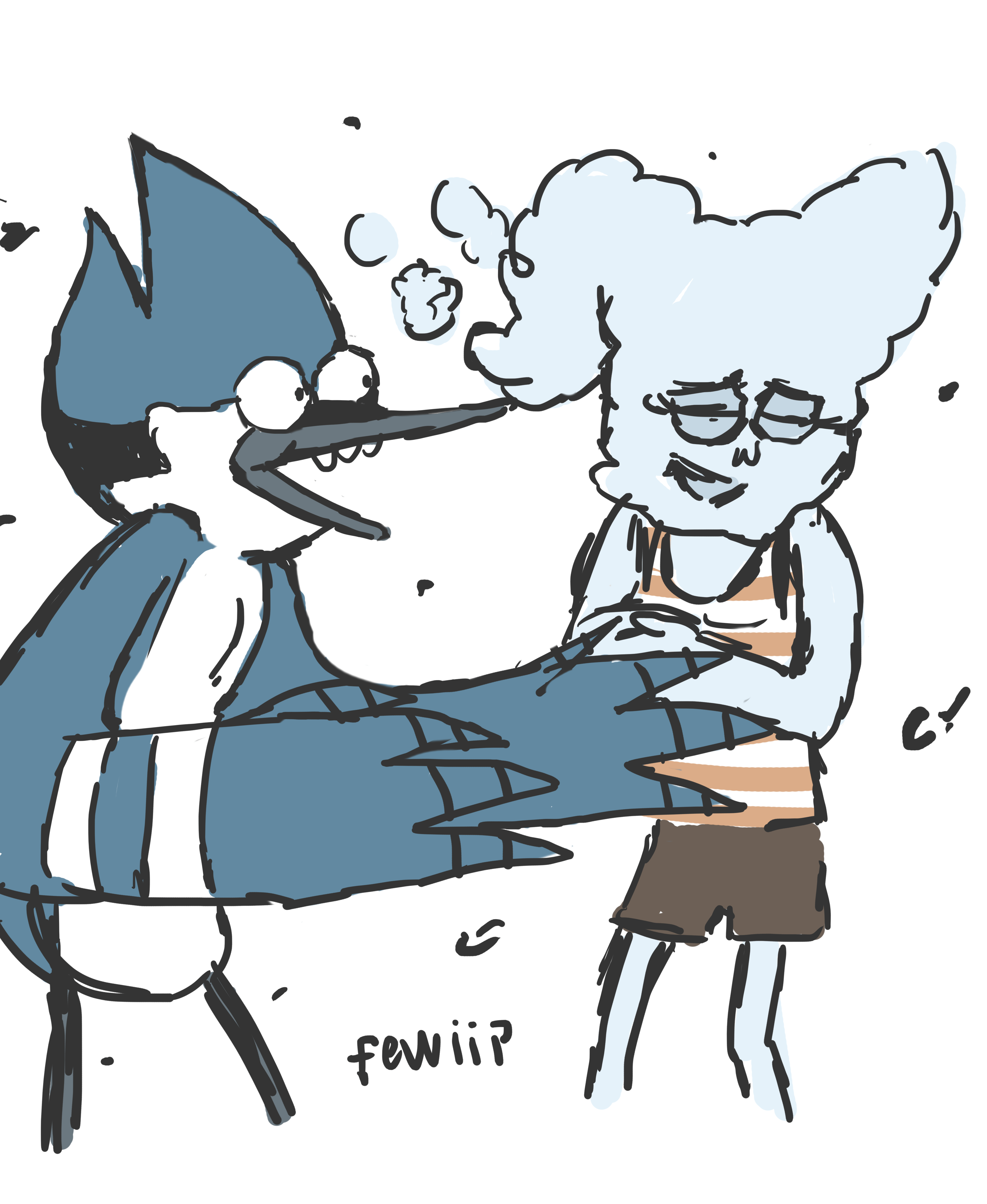 CJ and Mordecai fanart i made long time ago, my favorite couple