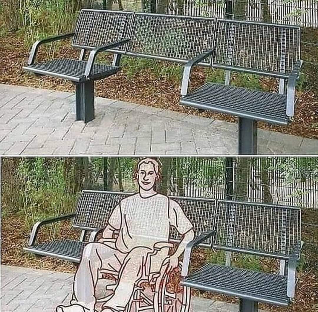 Antihomeless benches marketed/spun as disabled friendly benches. r