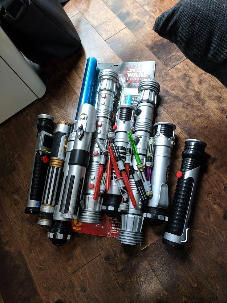 Found an old stash of my toy lightsabers in my storage unit. Are they