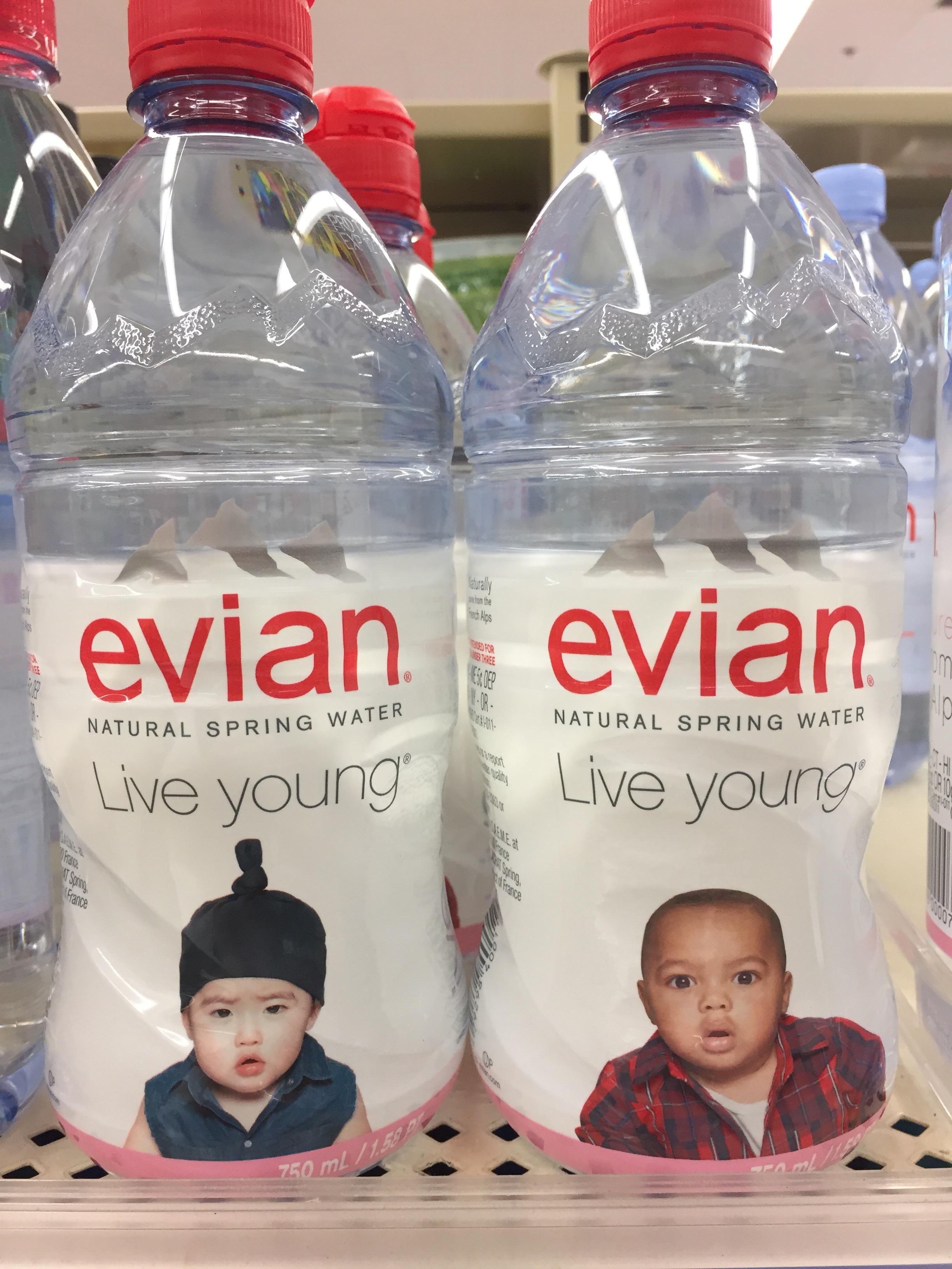 Evian trying to intimidate me to buy their water with gangsta babies