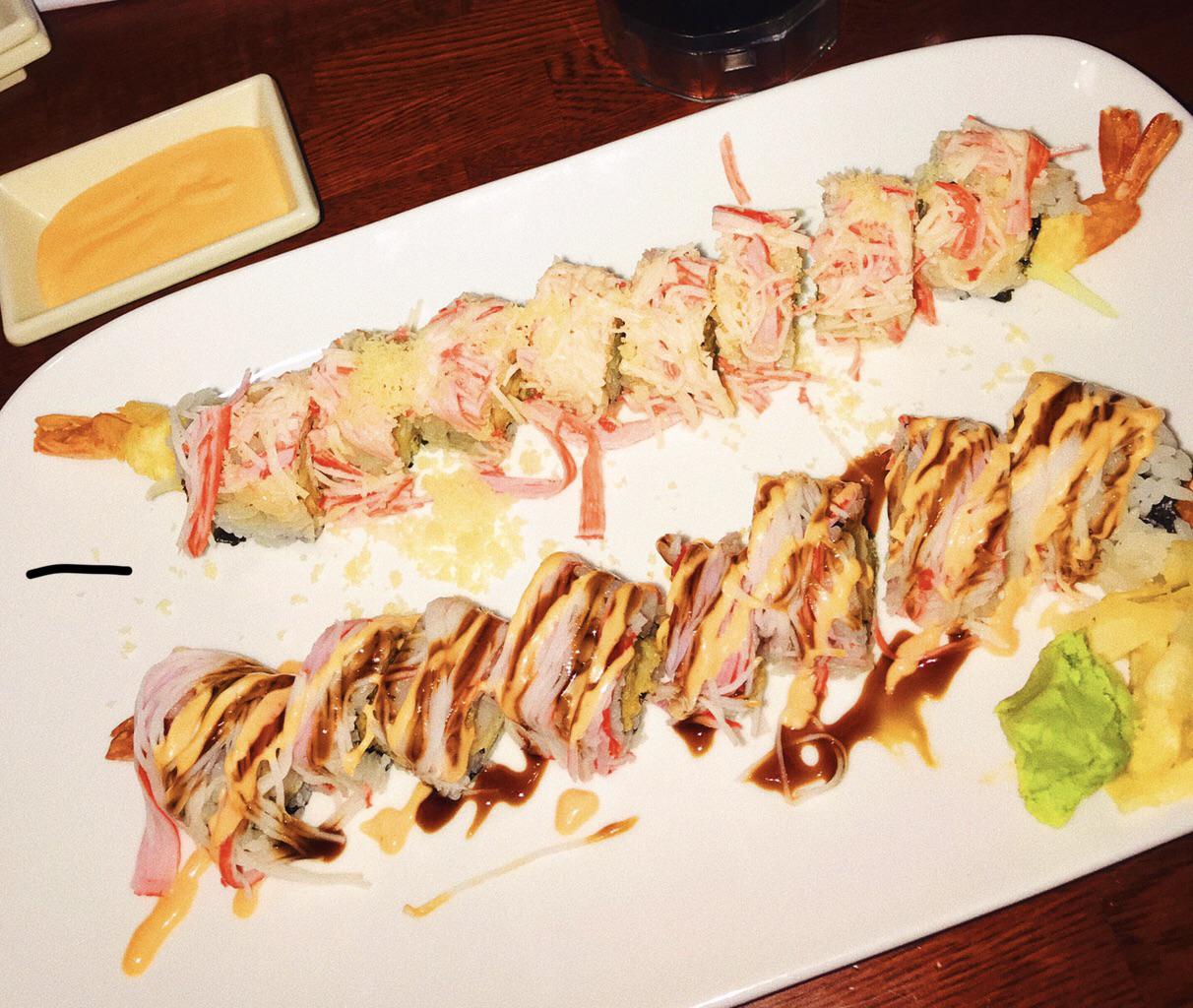 Snow white roll & Dragon roll. This was so delicious!! r/sushi