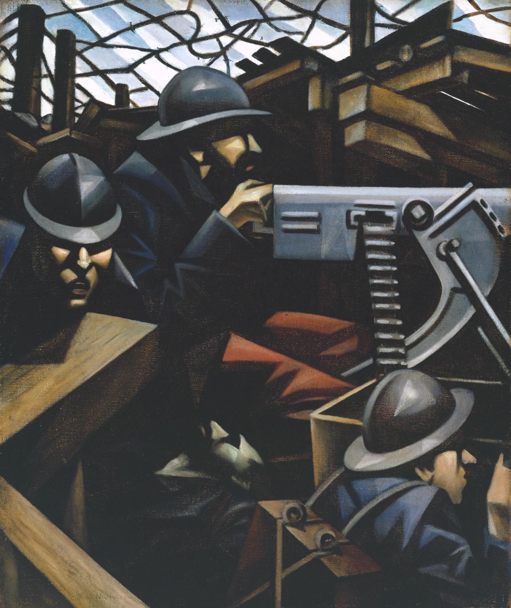 The French Machine Gun, C.R.W. Nevinson, Oil Painting, 1915 r/Art