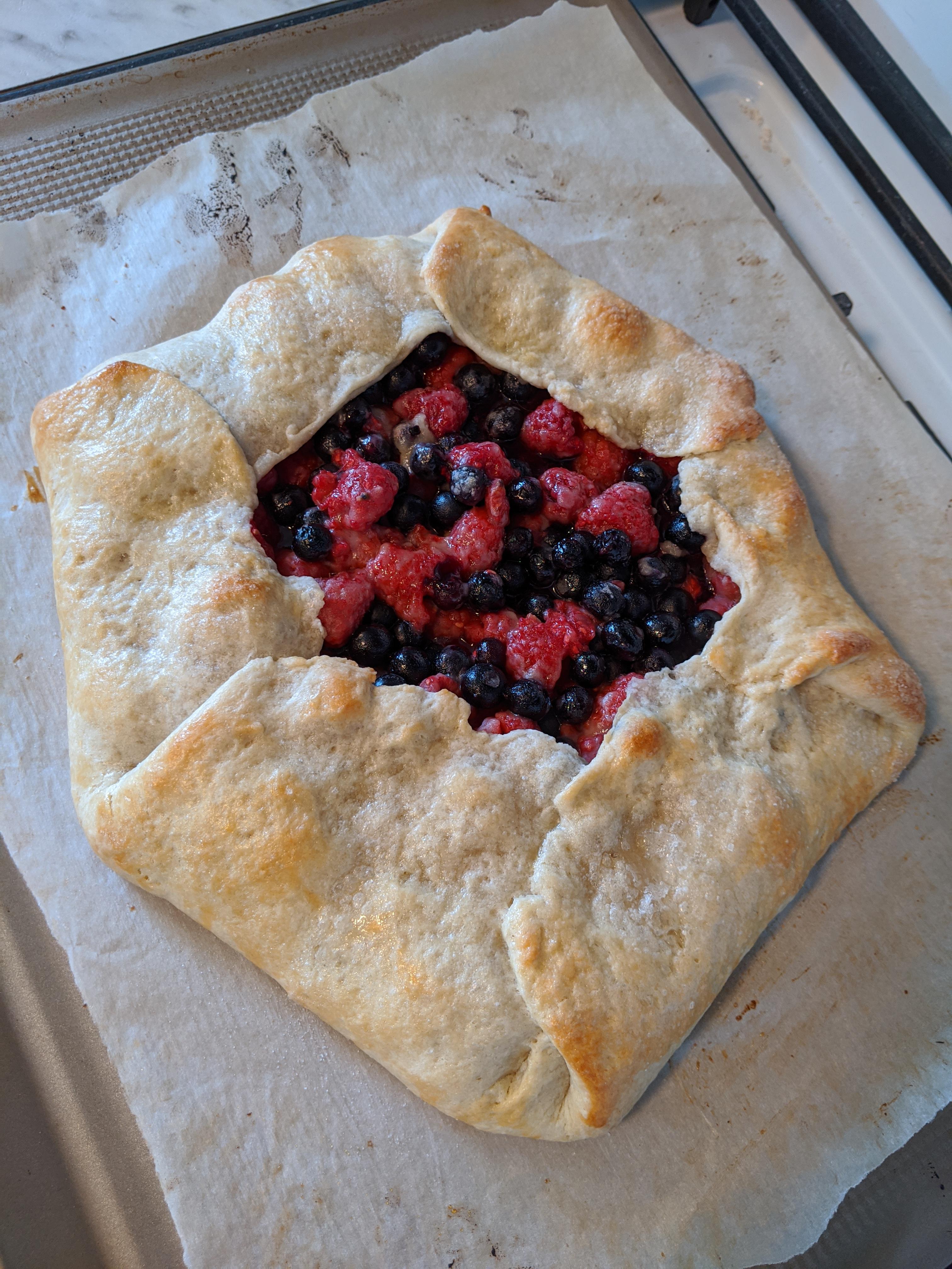 Raspberry and blueberry galette r/vegetarian