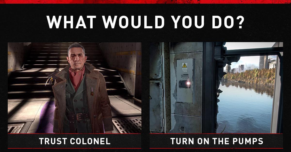 Dying Light asking would you have trusted the Colonel or just turn on the pumps?!? (my answer in
