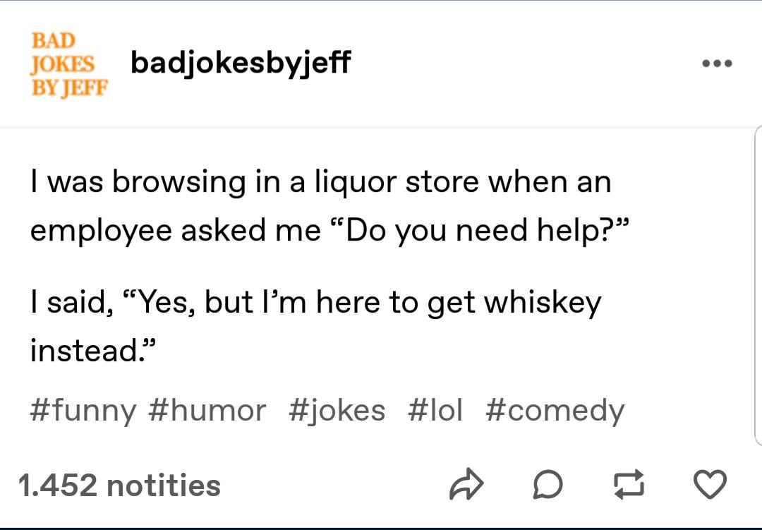 Bad jokes by Jeff r/CuratedTumblr