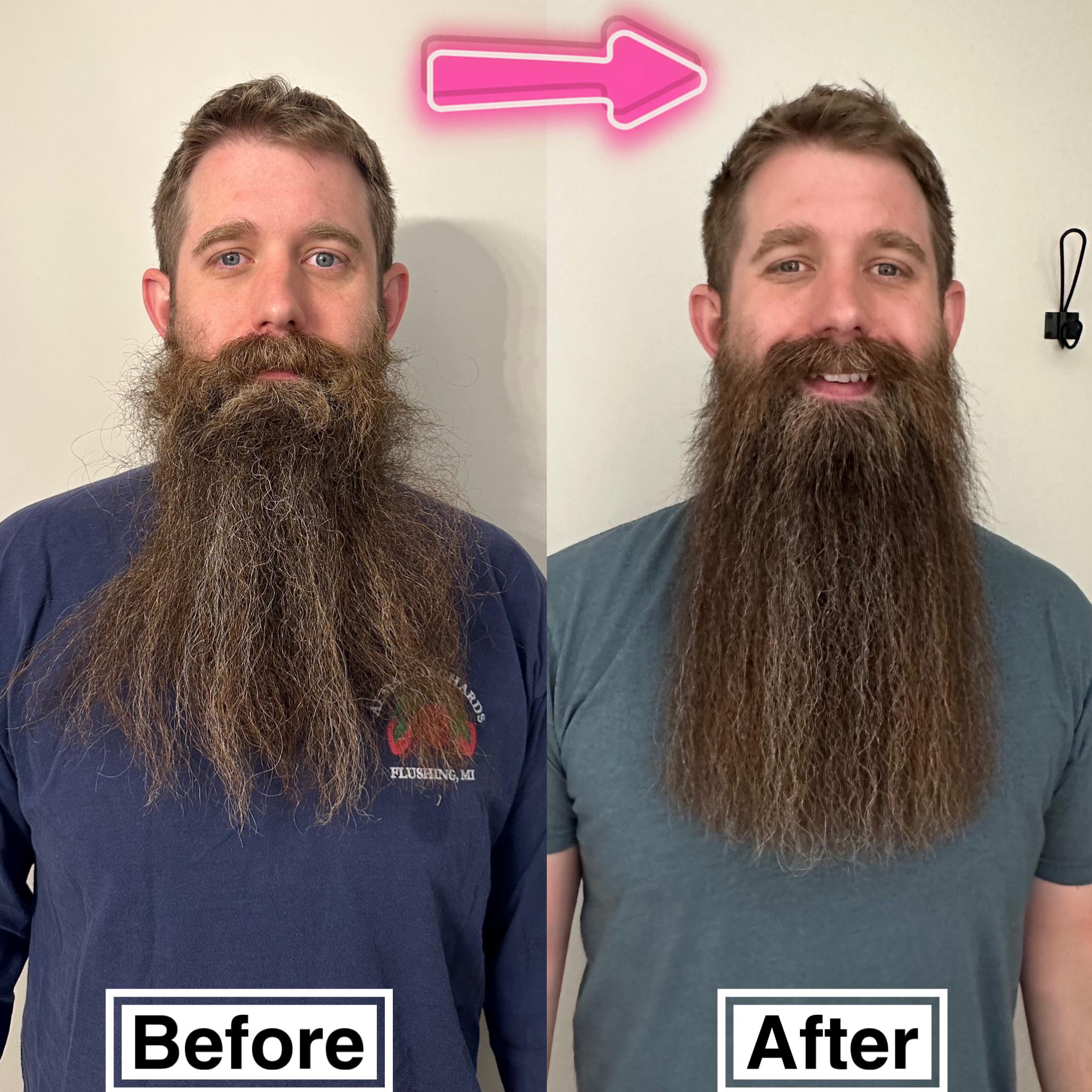 Before & After my morning beard routine. r/beards