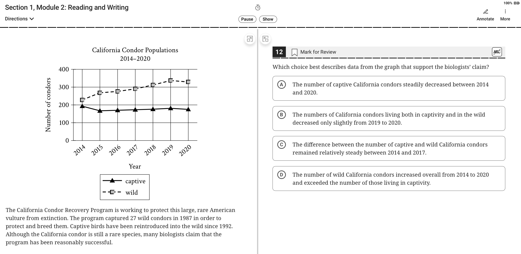 Bluebook Test 5: Reading/Writing Module 2 Easy, Question #12 : r