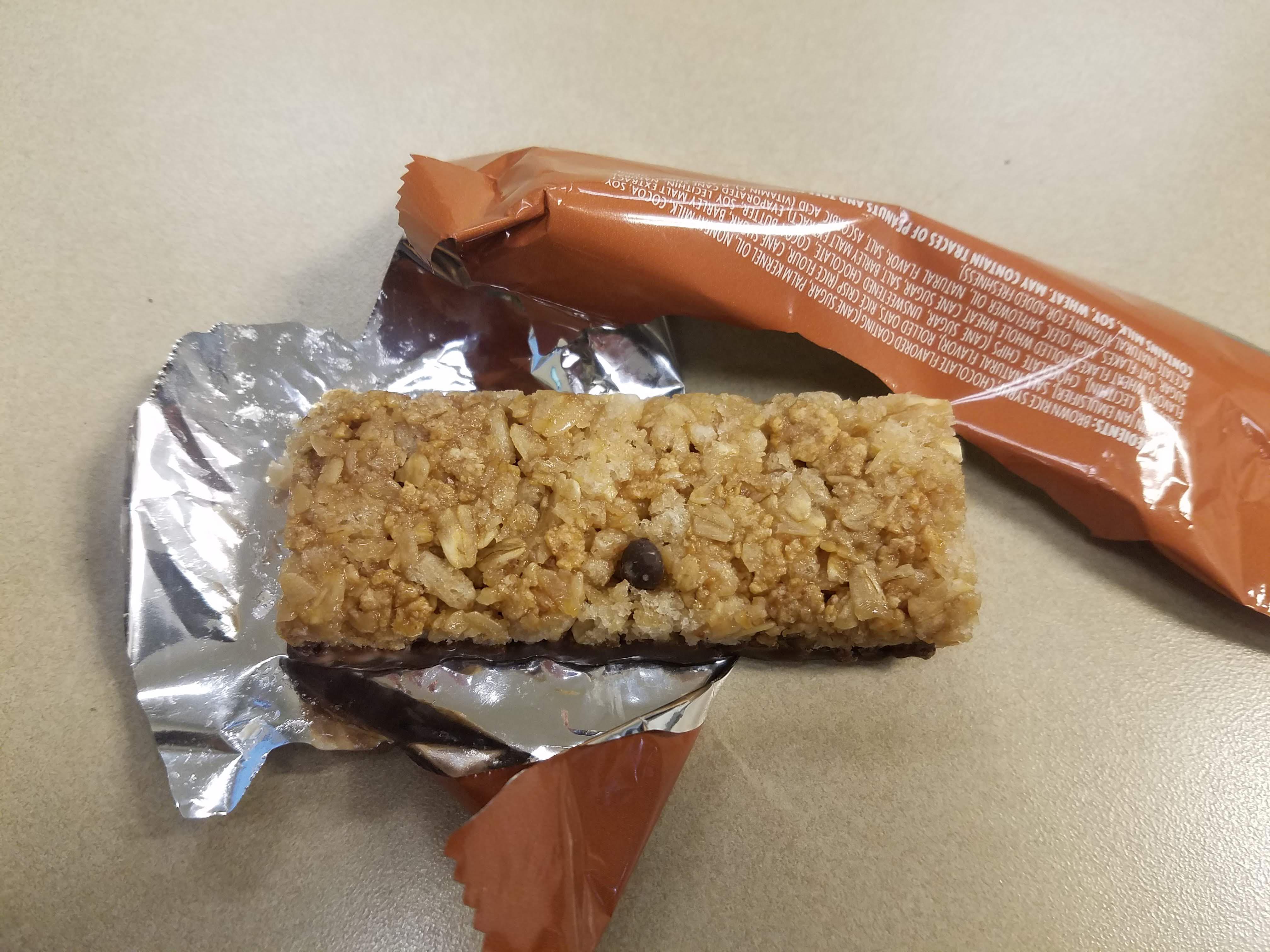 How's my day going? My granola bar has one chocolate chip in it. Just one. Wellthatsucks