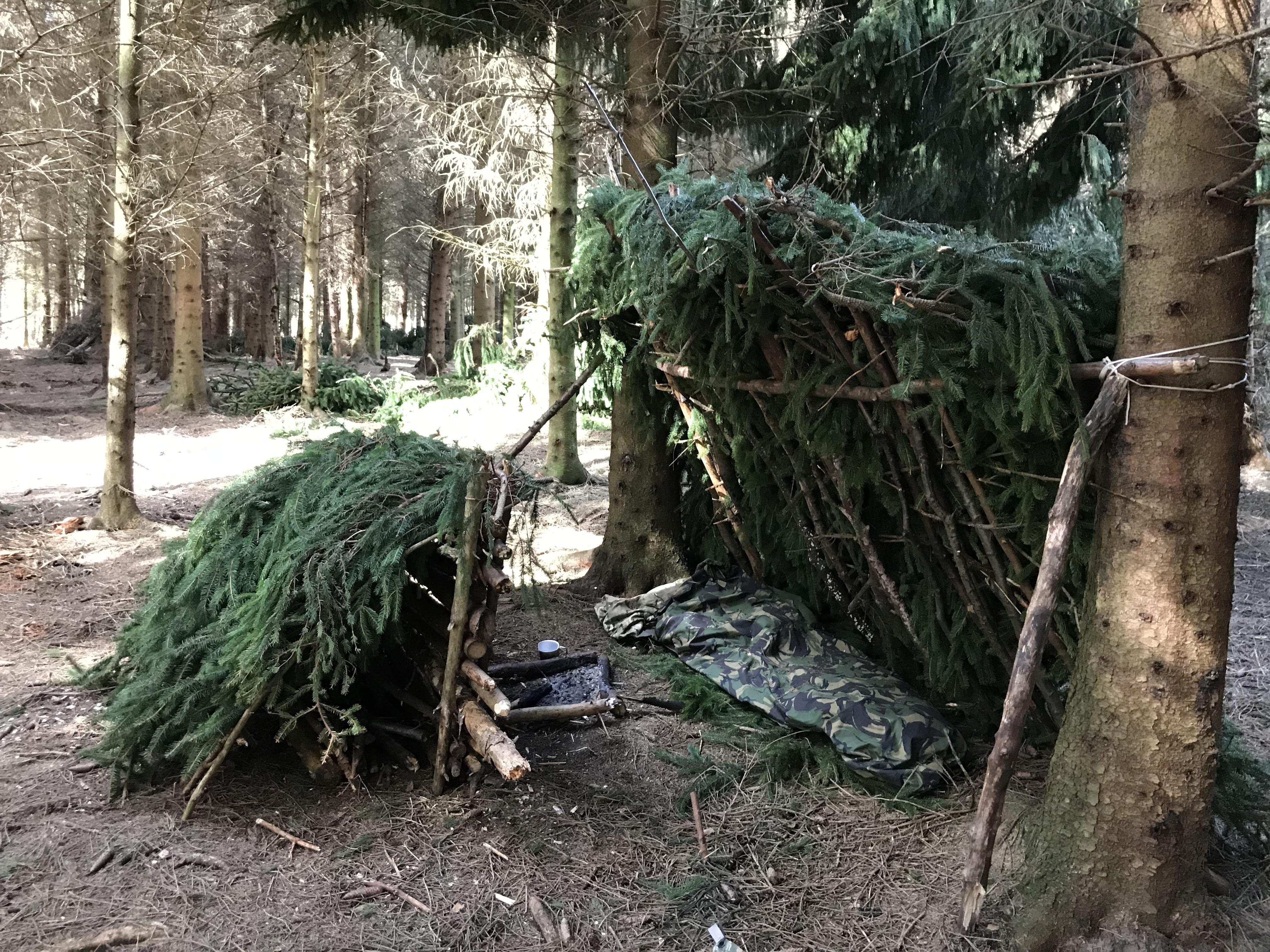 I built a simple Spruce Bows Lean Too shelter in the North Yorkshire