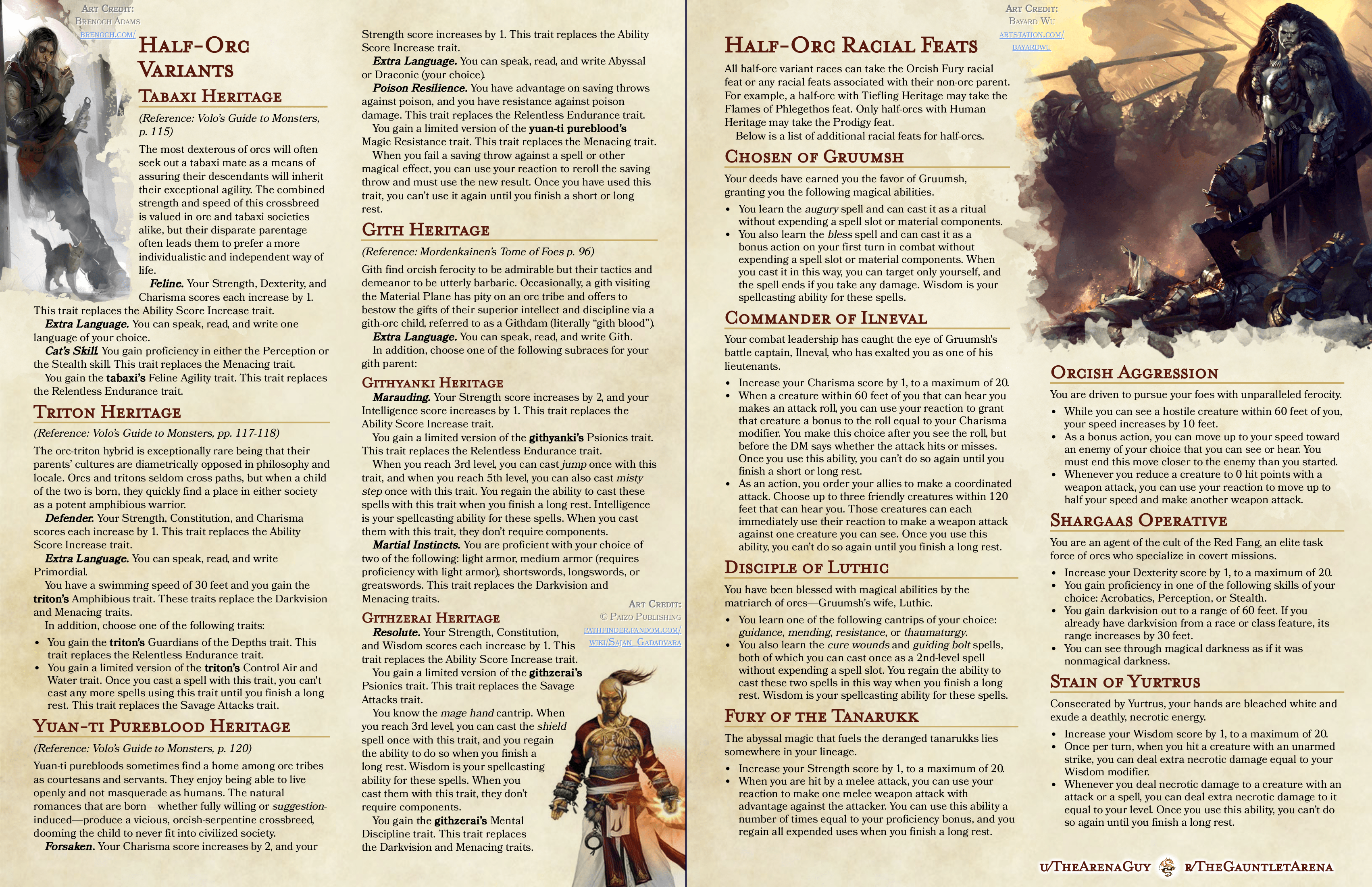[OC][Homebrew] HalfOrc Variants Part FOUR! (feat. Racial Feats