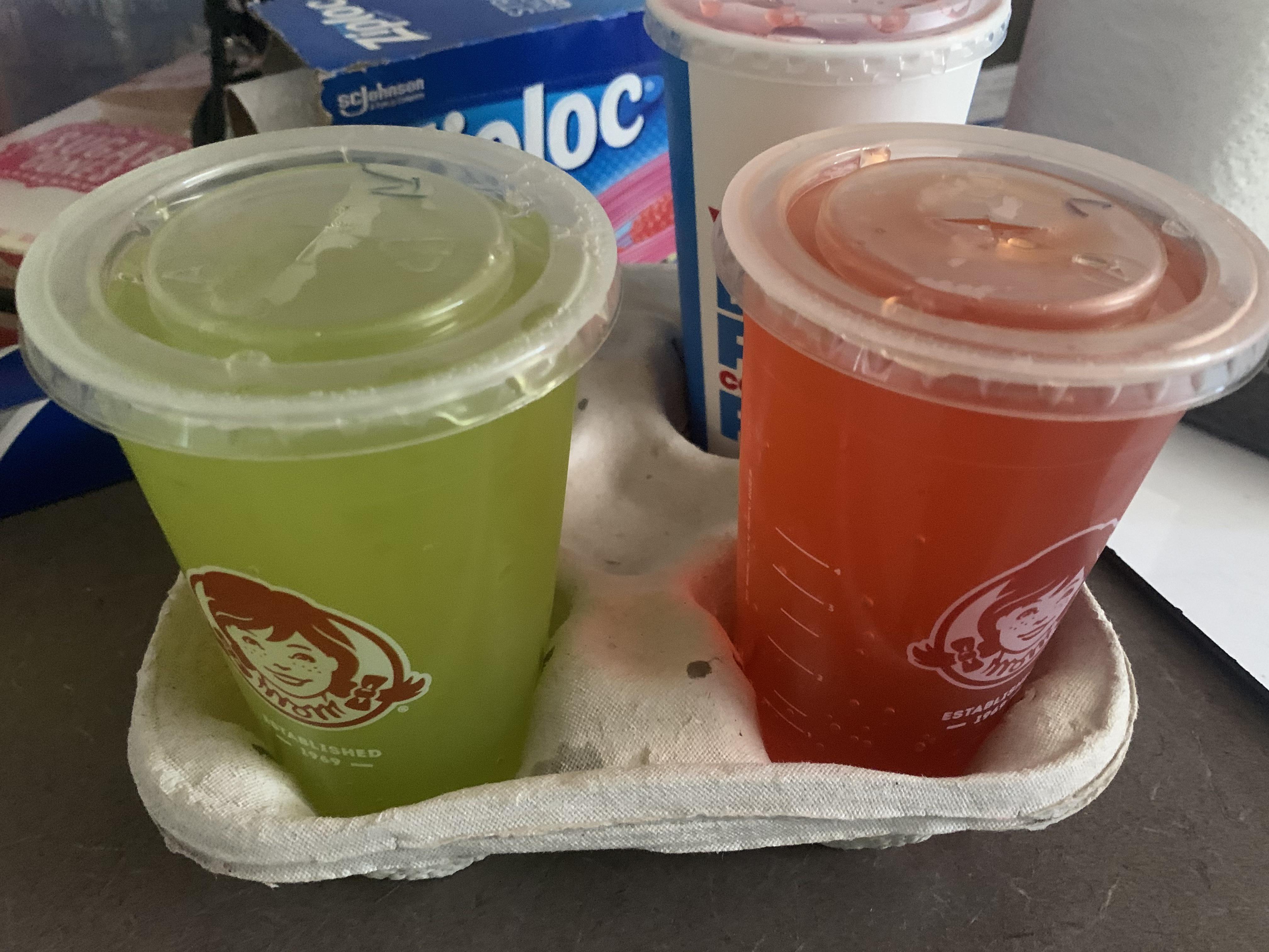 Rick & Morty Soda flavors at Wendy’s!!! The green one is Rick Duh