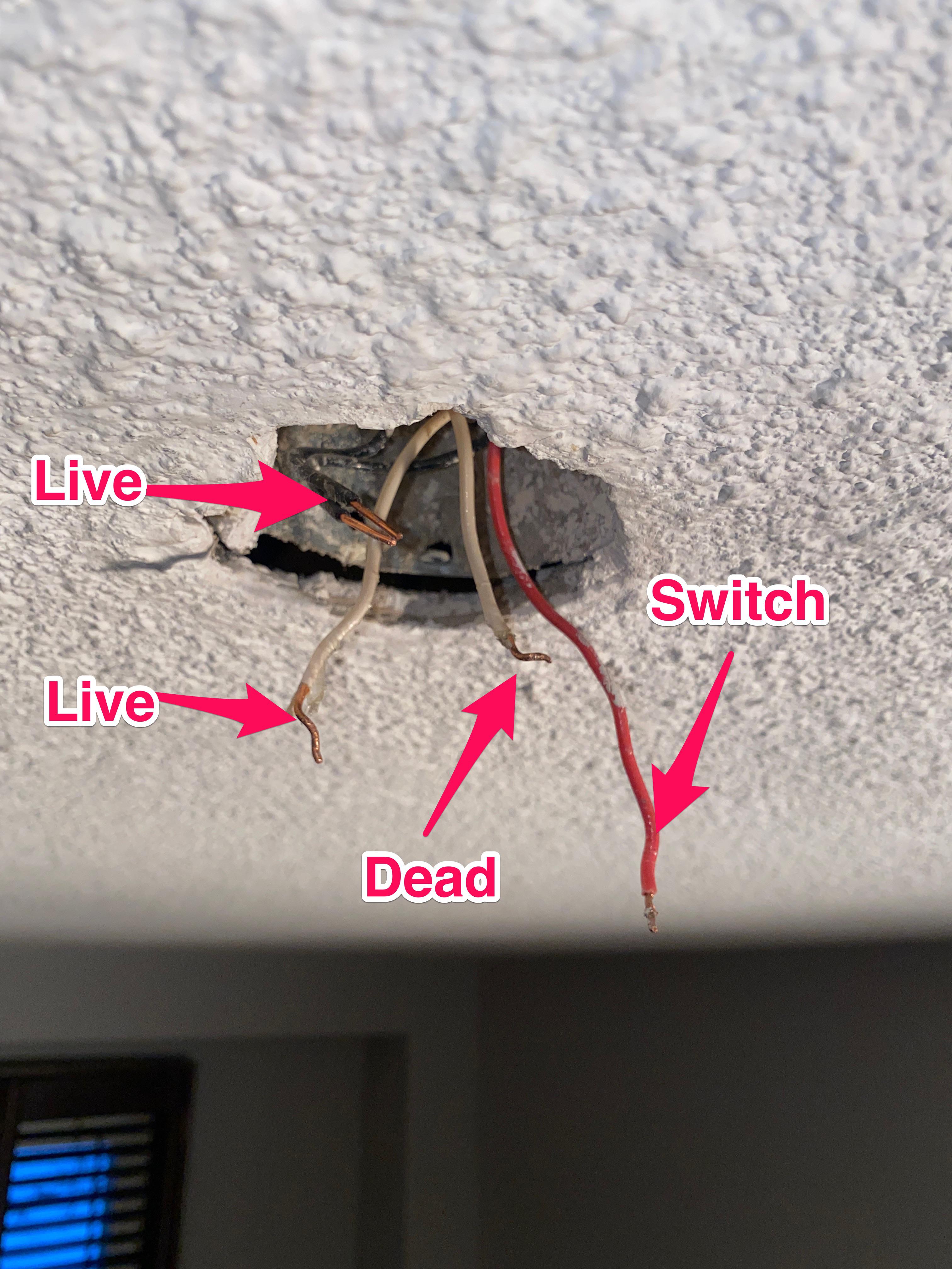 How to wire new light to this? 2 live black, one live white, one dead/neutral white? and one red