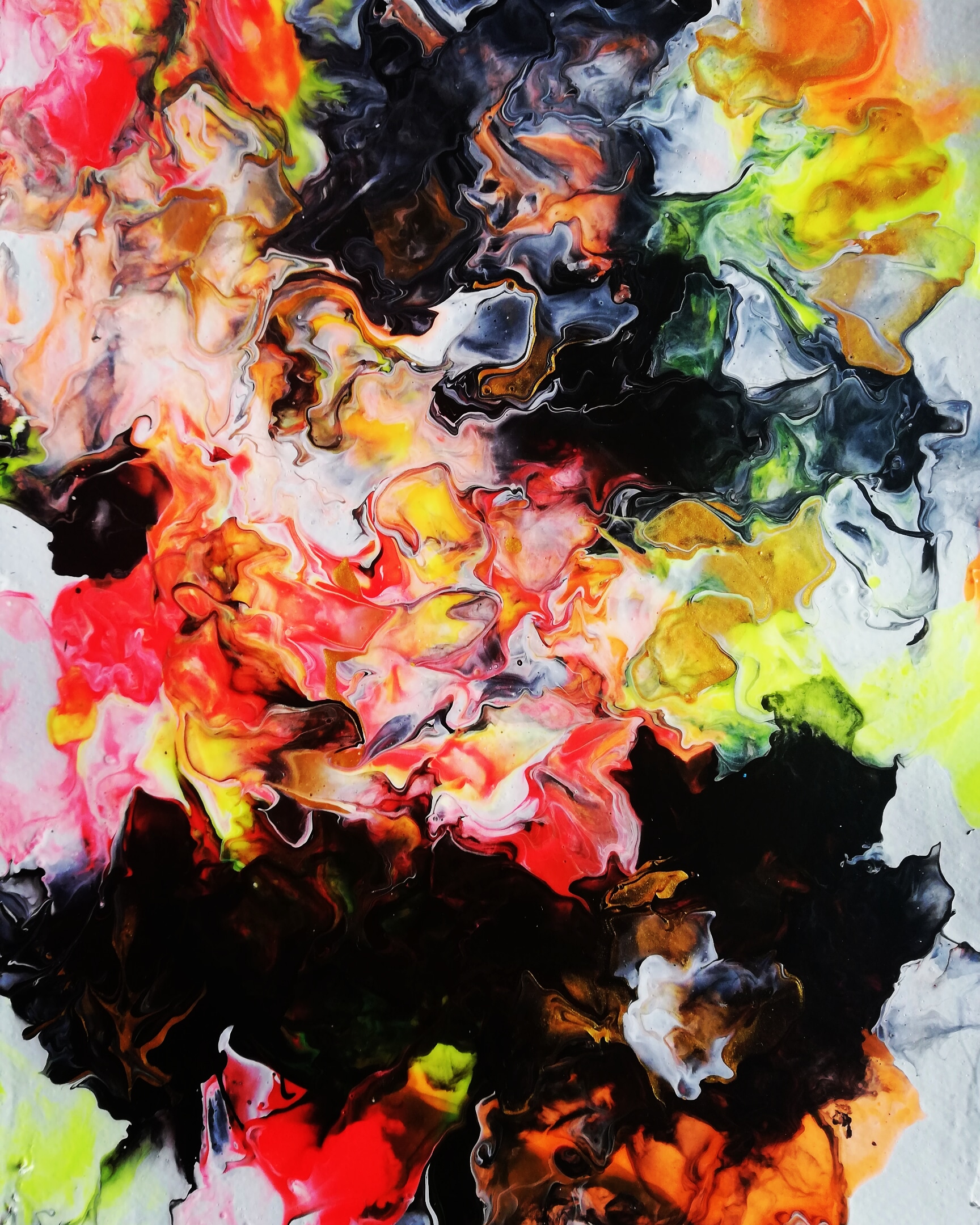 Neon burst, acrylic paint, 18x24cm r/PourPainting