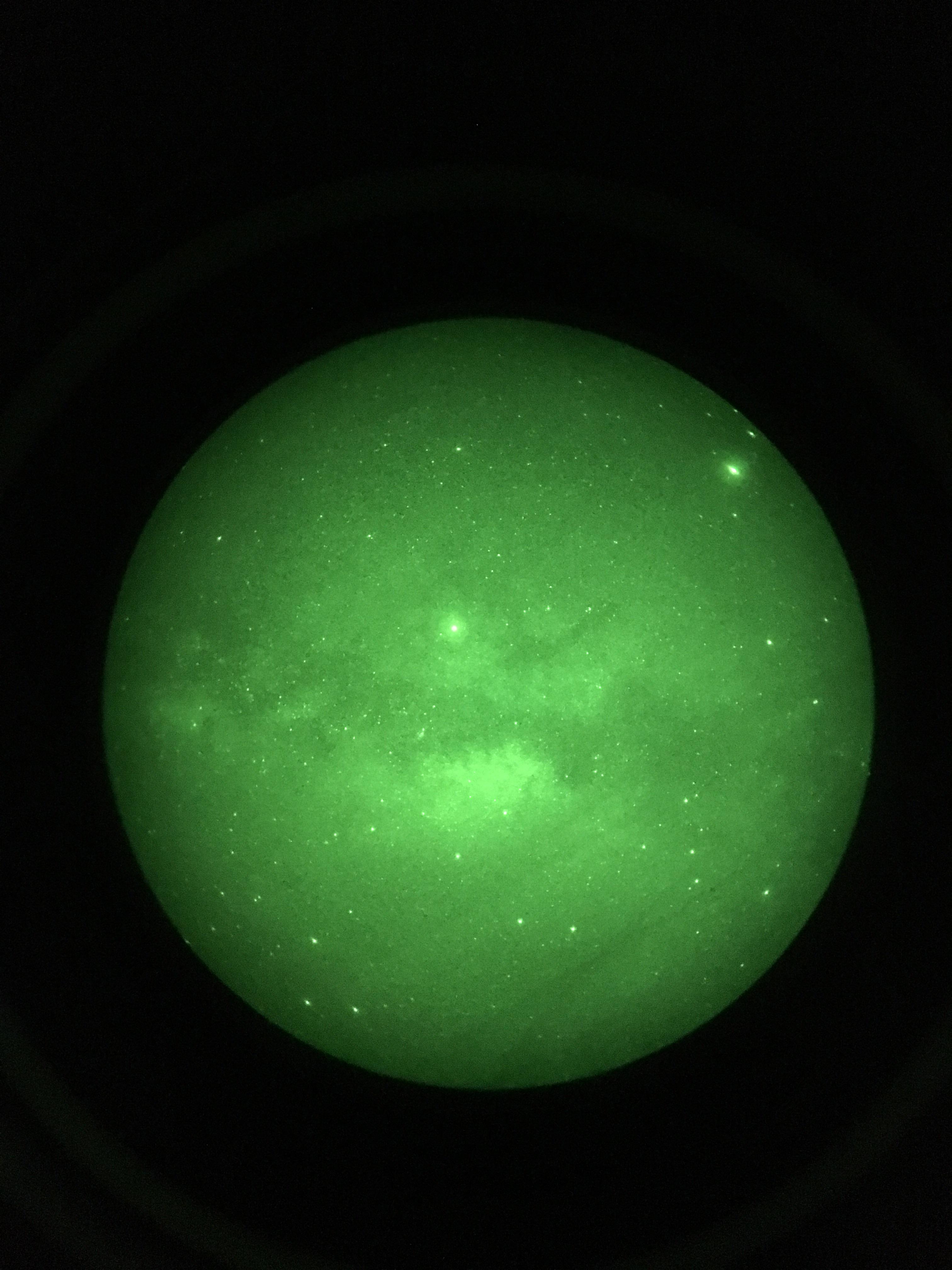 The Milky Way through night vision goggles; taken from the Mojave