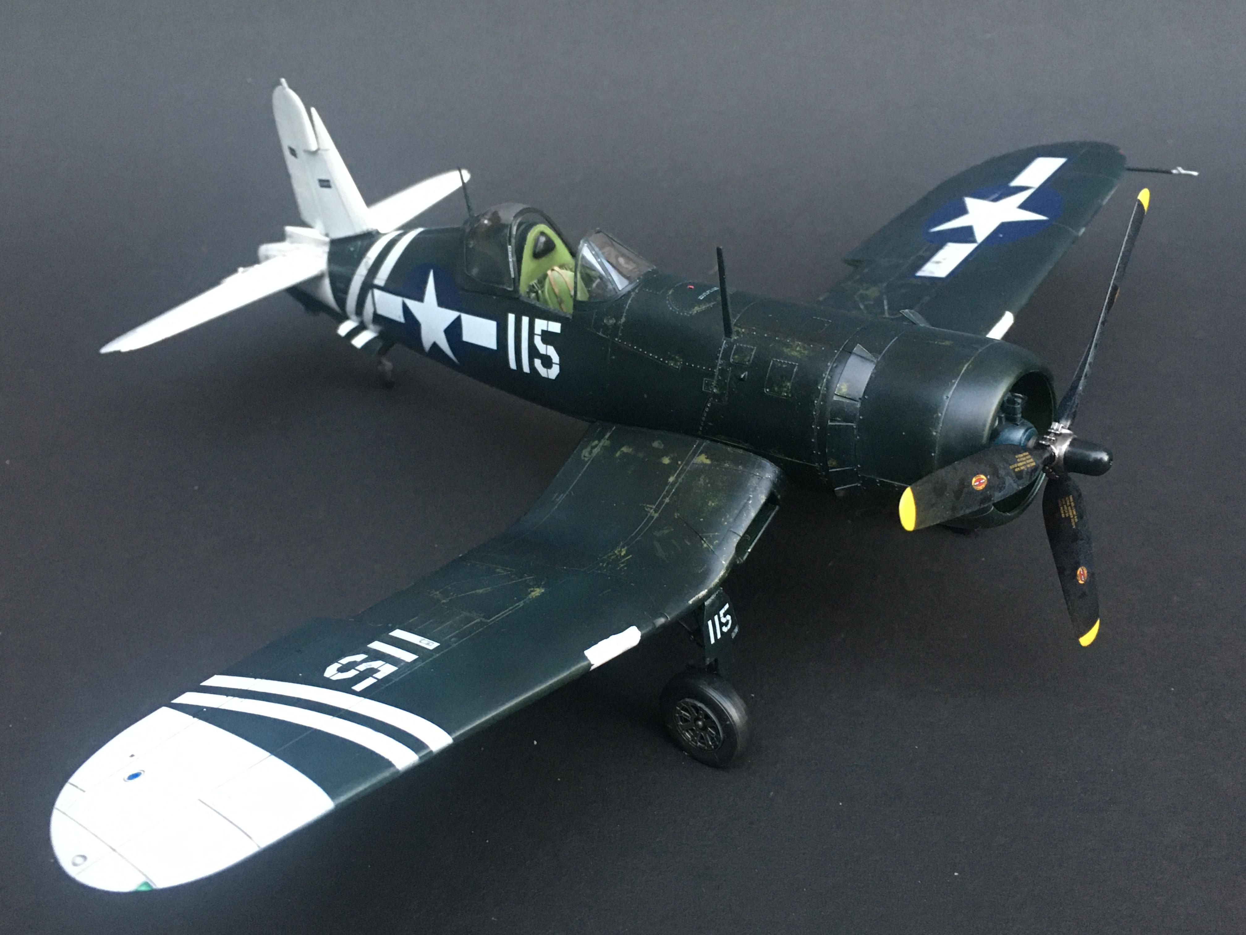 Tamiya 1/48th scale F4U/FG1D Corsair painted in the markings of VMF