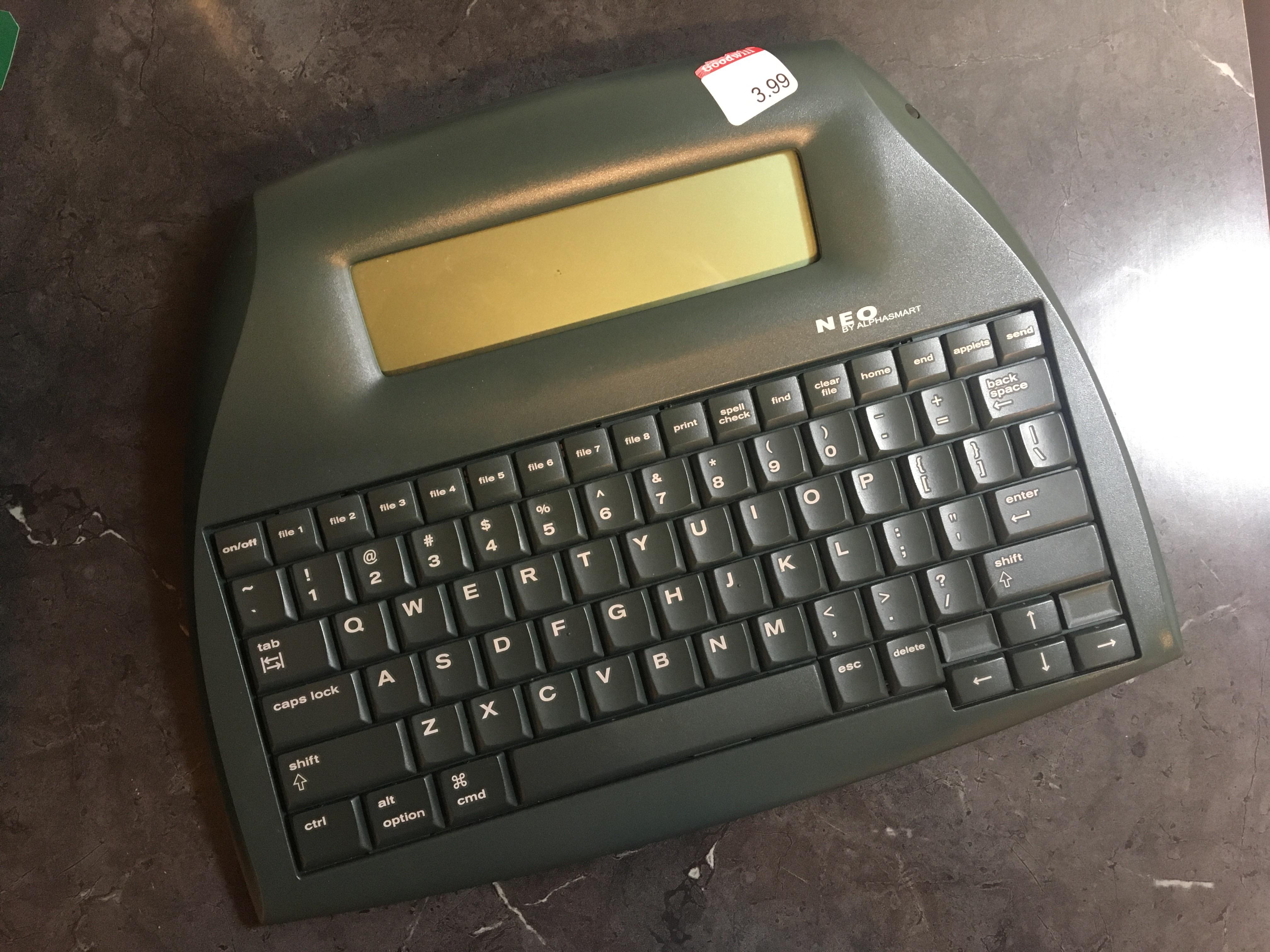 3.99 AlphaSmart Neo digital typewriter. As a minimalist who loves to