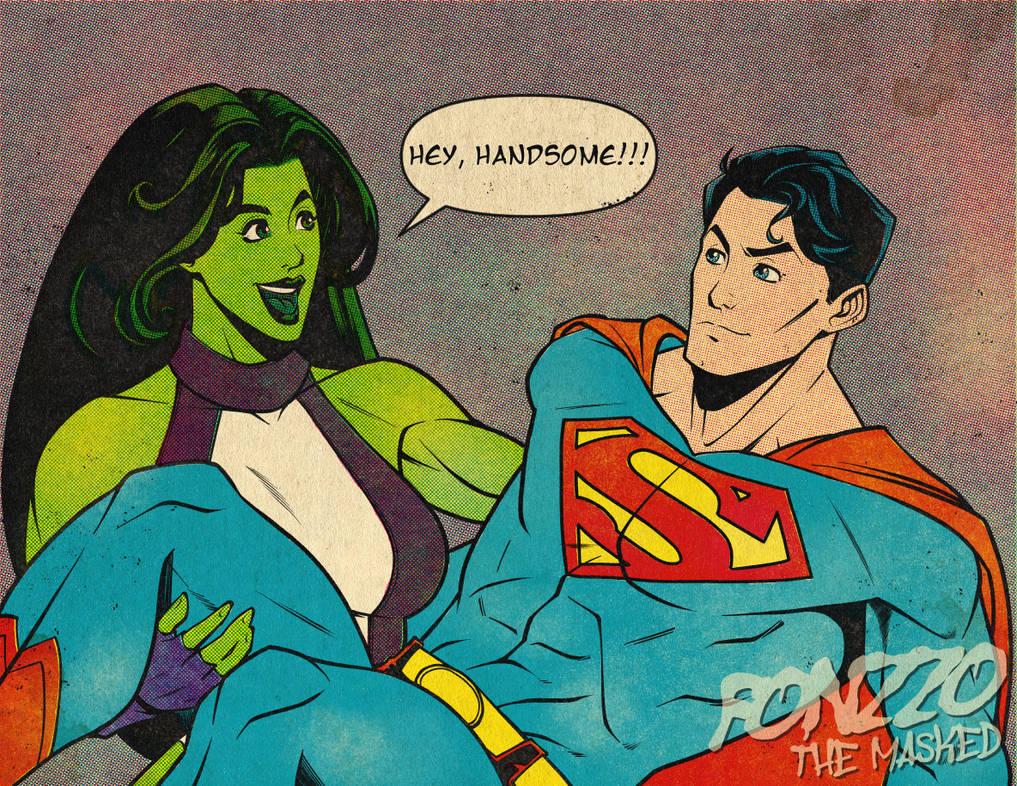 [ARTWORK] SheHulk meets Superman crossover by fonzzothemasked