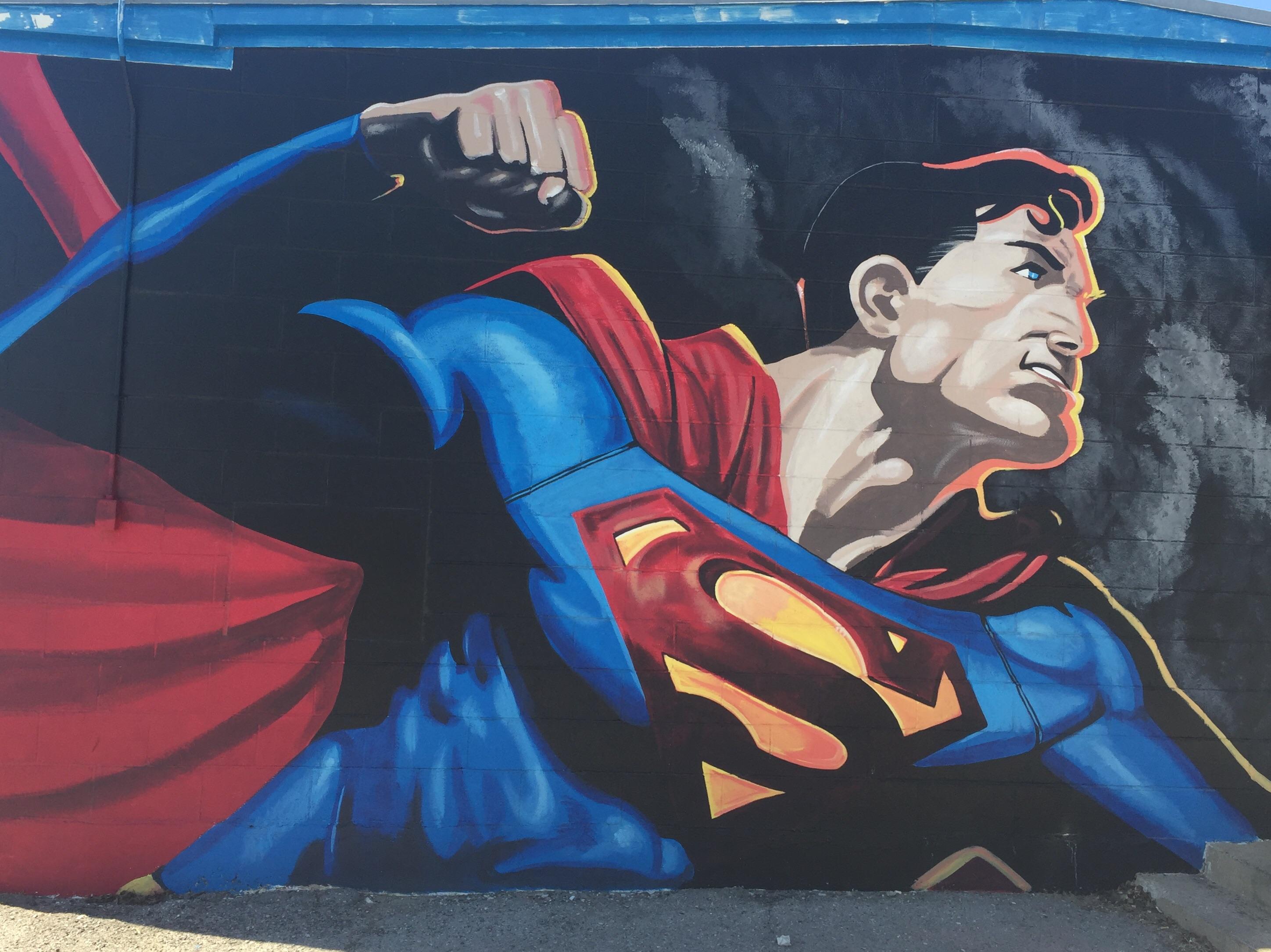 An impressive mural of Superman I found at a truck stop