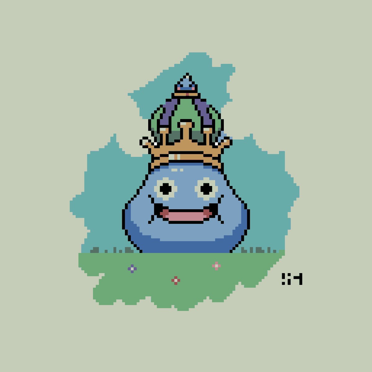 King slime from dragon quest 👑 r/PixelArt