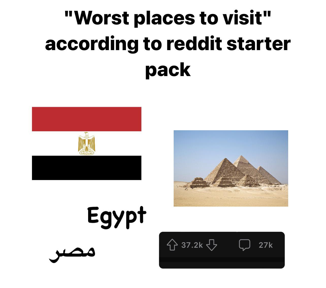 Worst places to visit according to Reddit starter pack starterpacks