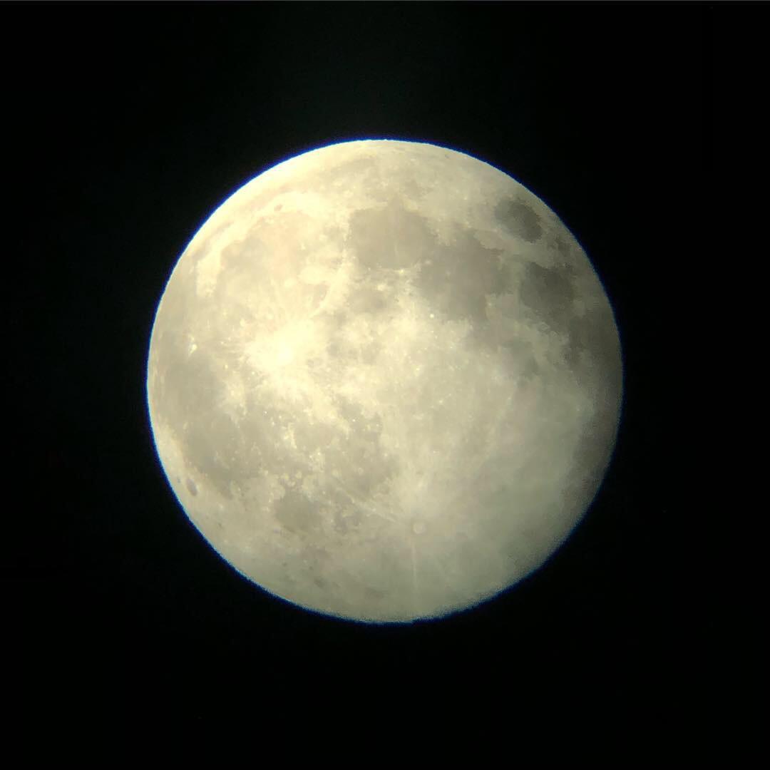 Tonight’s full moon over Melbourne as seen through the telescope. (My